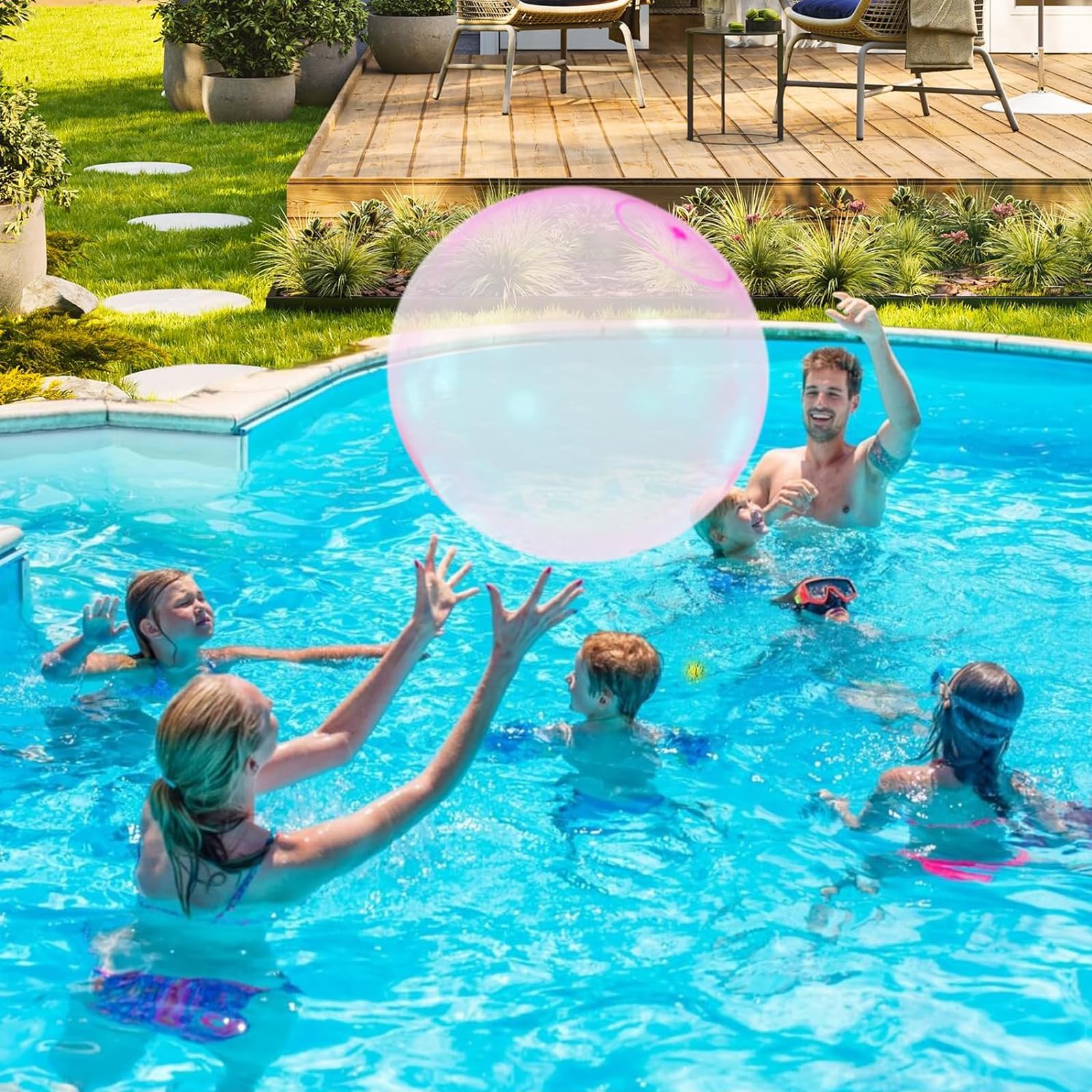 Set De 4 Bolas De Burbujas Gigantes XXL De TPR, Inflables Con Agua - Colores Surtidos Para Juegos En Piscina O Exterior