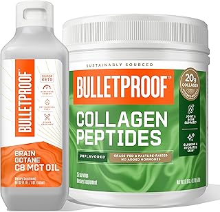 Bulletproof Duo Kit | Collagen Peptides Protein Powder for Skin, Bones and Joints — 18g Protein, 17.6 Oz & Brain Octane C8...