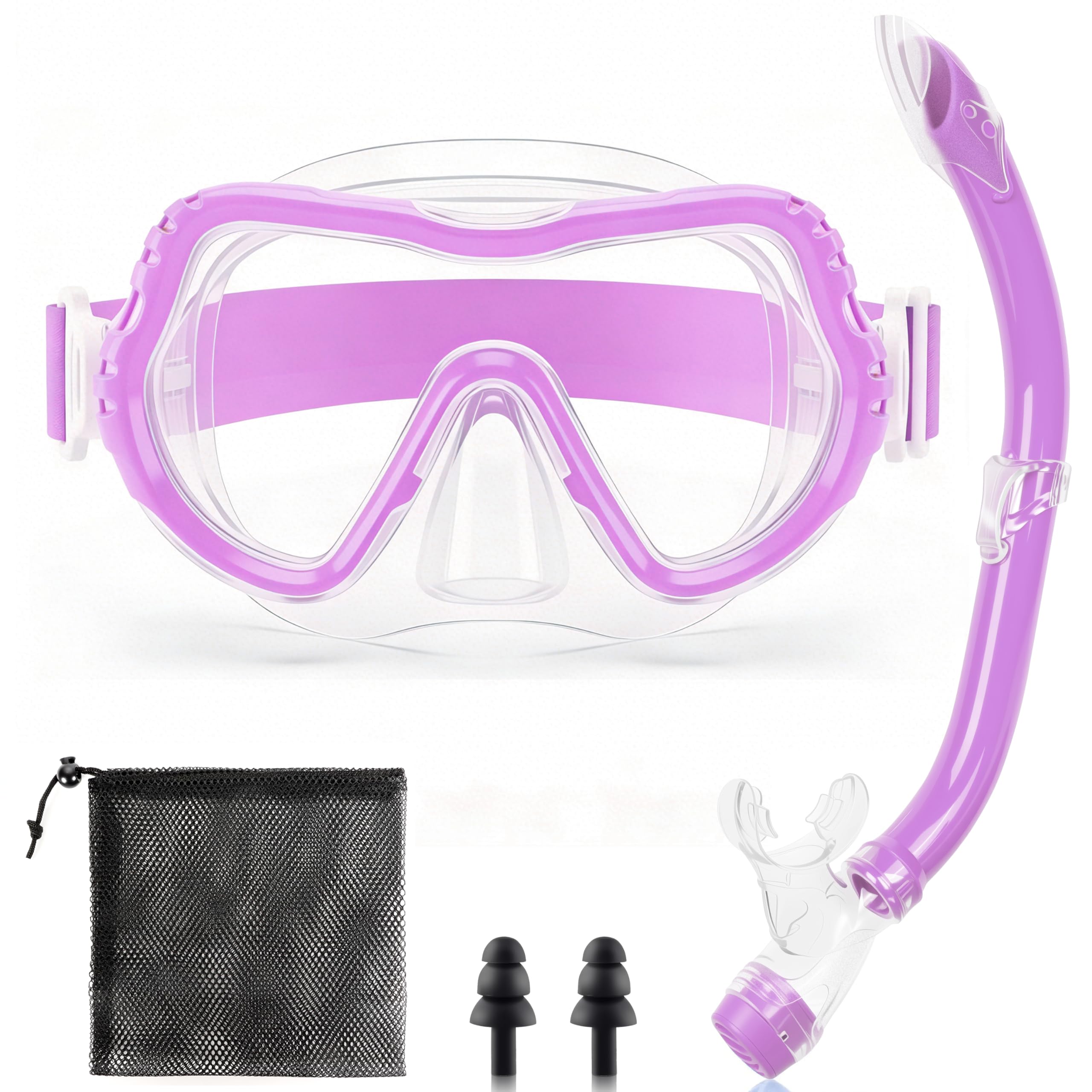 IEEILULU Maschera Subacquea Bambini Occhialini Boccaglio Tappi Impermeabili Retina Antiappannamento Visione Panoramica 180° HD 4 Colori