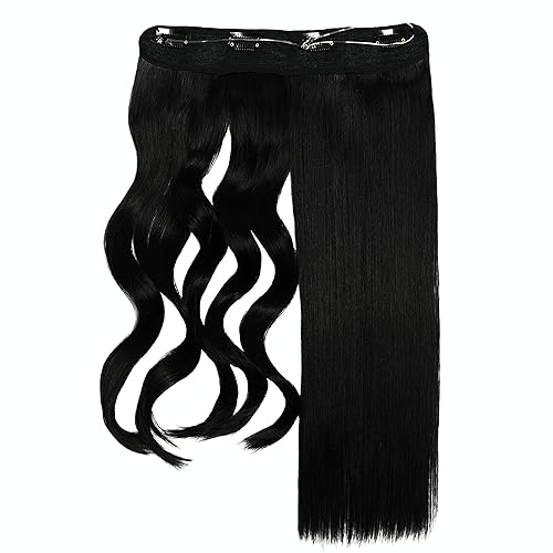 Miniatura 5 de FUTAI Extensiones invisibles de cabello humano 100% real, alambre transparente, tamaño ajustable, 4 clips de seguridad de 18 pulgadas, color negro,