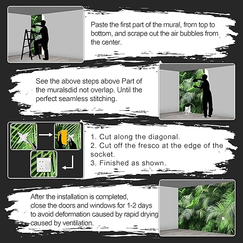 Miniatura 7 de Papel pintado de hoja de palmera tropical verde tropical grande para sala de estar dormitorio (papel tapiz para pared de habitatacion) 108 x 75