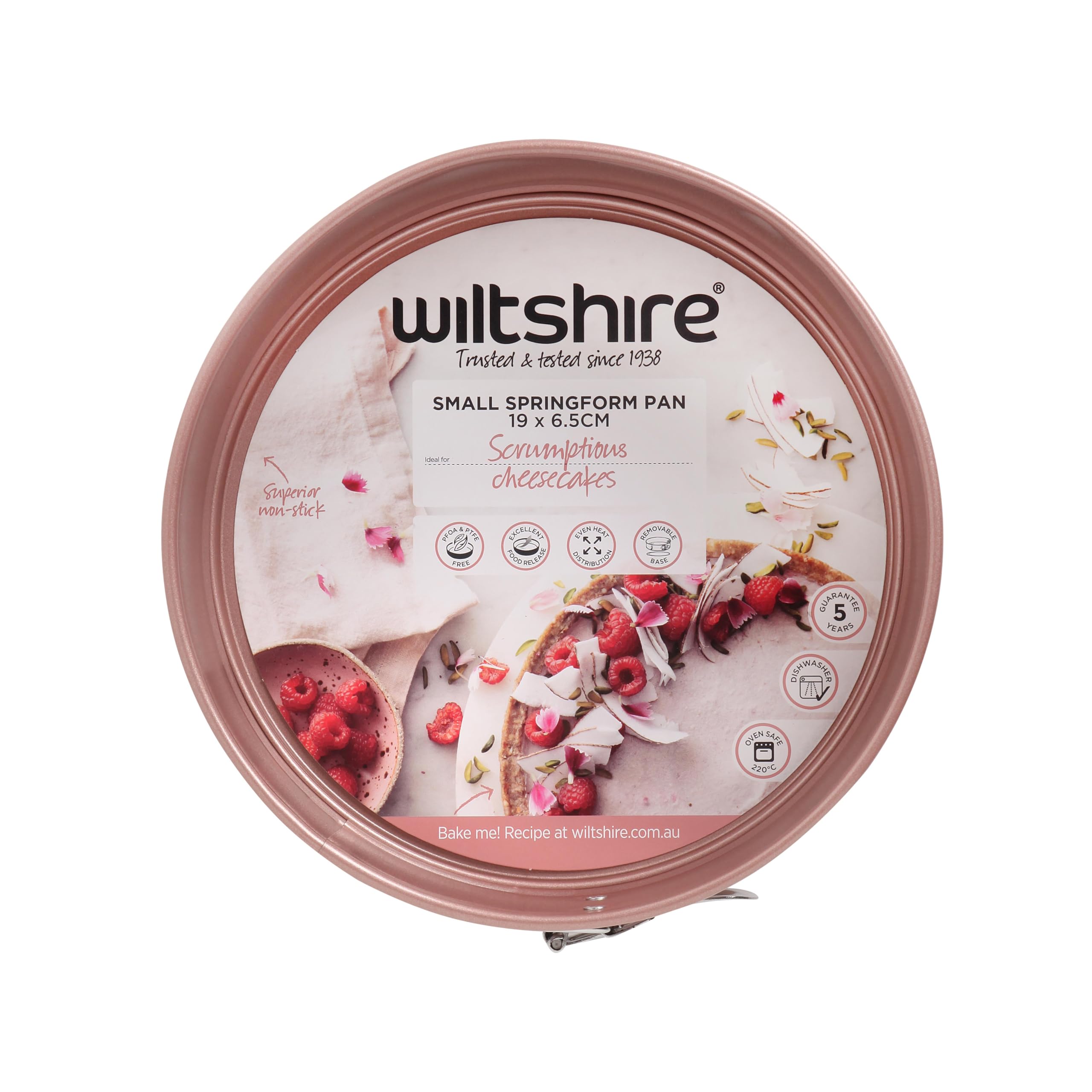 Wiltshire Rose Gold Spring Form Pan Ø19cm, PFOA PTFE Free, Cake Tin, Cake Mould, Baking Pan, Round, Non-Stick with Flat Base, 1900ml