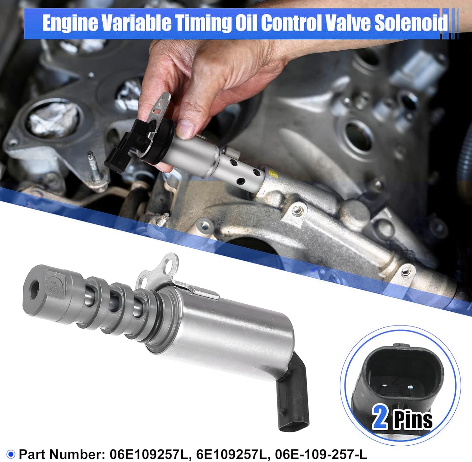 06E109257L VVT Solenoid Camshaft Position Actuator Solenoid Valve Kit for Audi A4 B8 3.2L V6 2009 for Audi A5 3.2L V6 2008-2010 Q5 3.2L V6 2009-2012 Engine Variable Valve Timing Solenoid