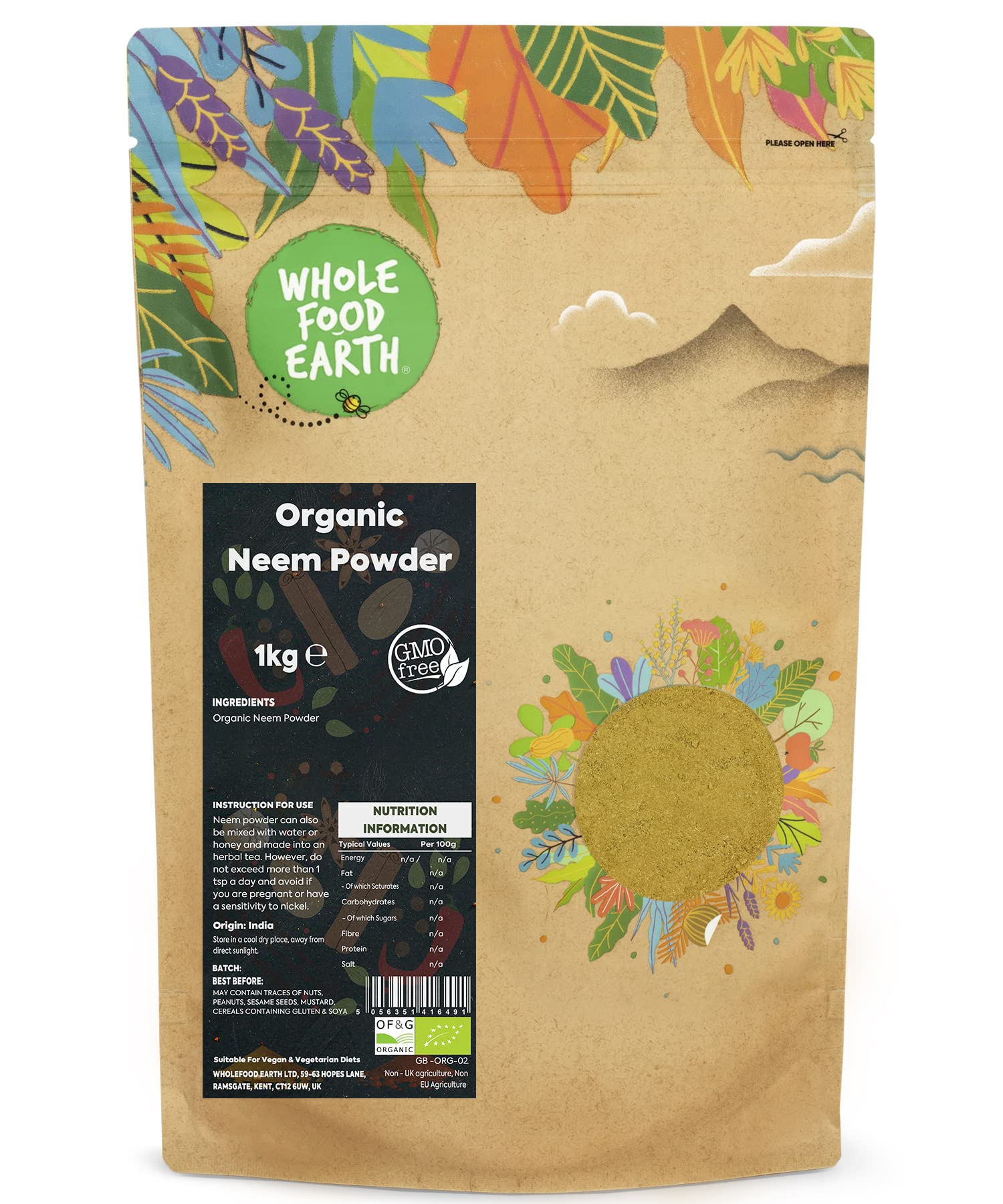 Wholefood Earth Organic Neem Powder - 1 kg