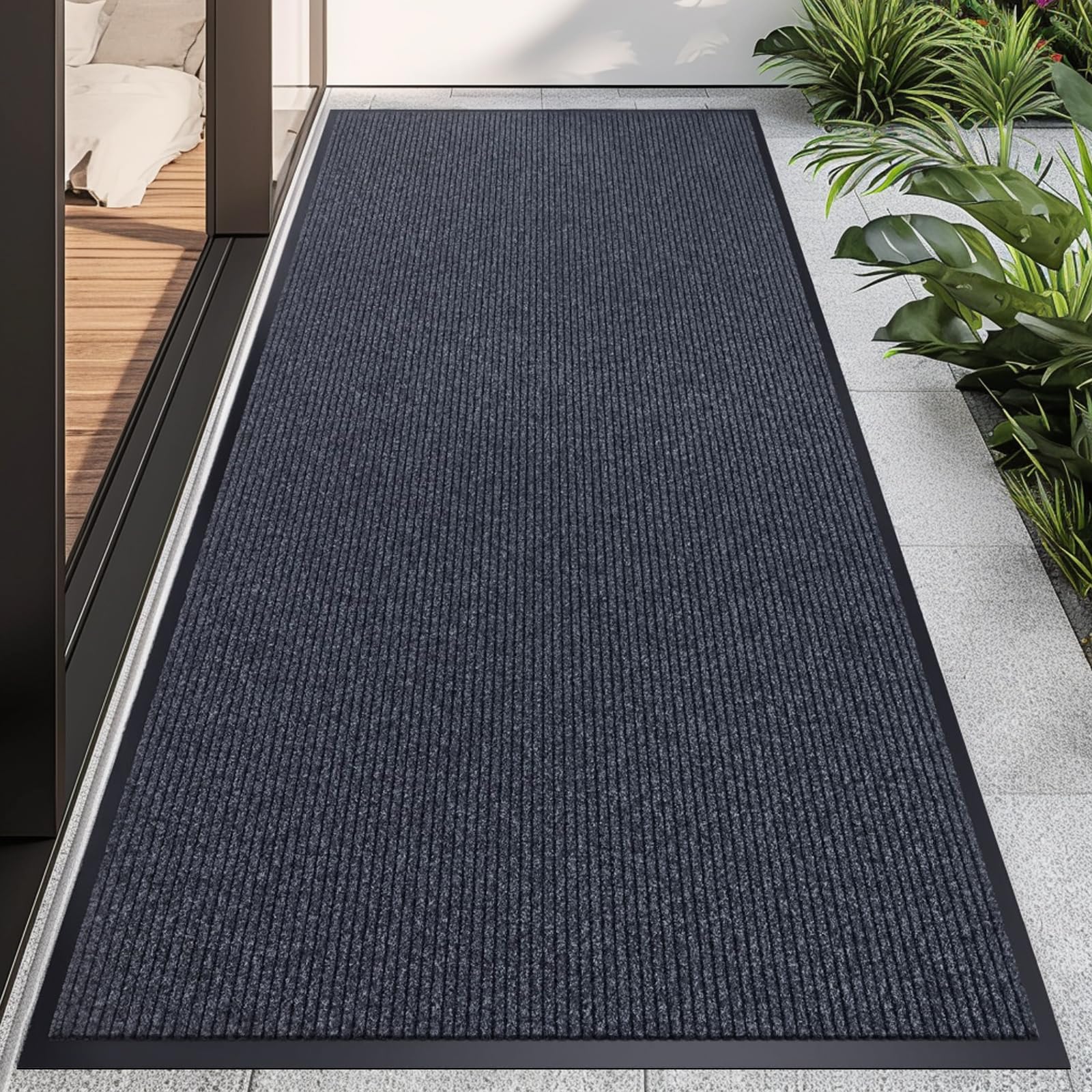 CHICHIC 4'x8' Indoor Outdoor Heavy Duty Door mat, Welcome Front Door Mat for Home Entrance, Super Water Absorbent Large Commercial Floor Mats, Non