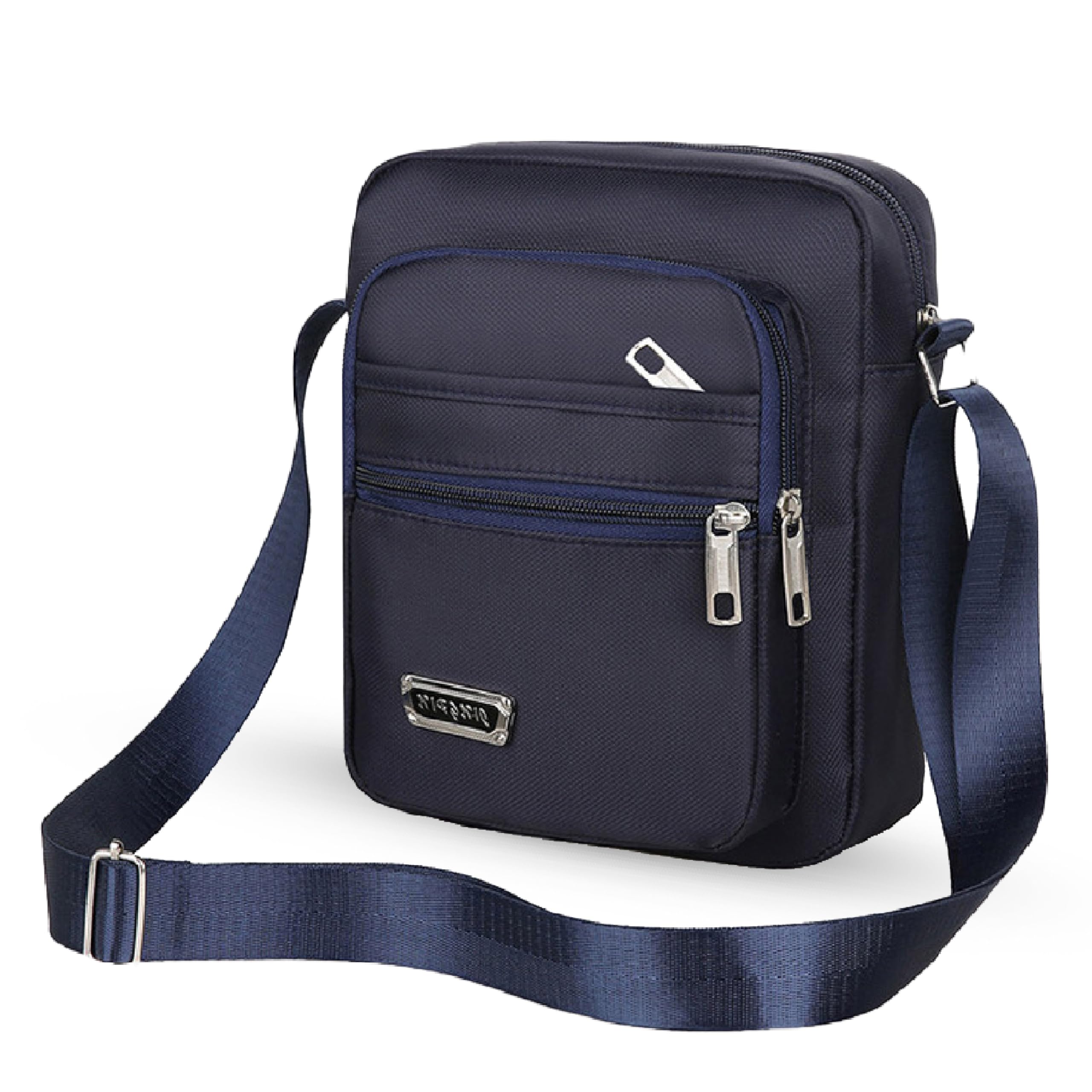Kraptick Shoulder Bag - Multi-Function PU Leather Office Bag, Sling Bag for Men and Women, Waterproof Cross-Body Bag for Travel Equipment, Compact Messenger Bag for Storage (Six-Layer Zipper Blue)