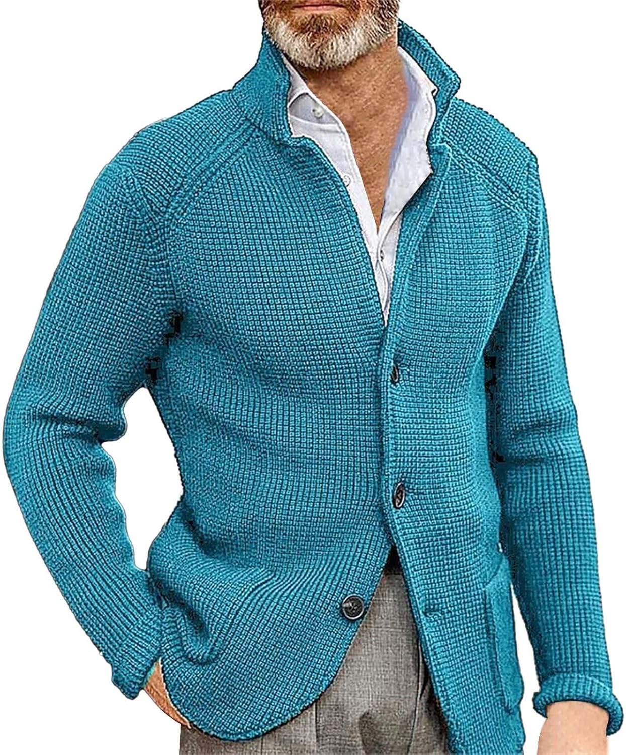 liaddkv Cardigan Heren Gebreide Kostuumjas Blauw Mannen Regular Fit Vest Lente Herfst Vrijetijdspak Blazer Klassiek Blazer Geschikt Voor Party Datum Prom Bruiloft Smoking, koffie, XL