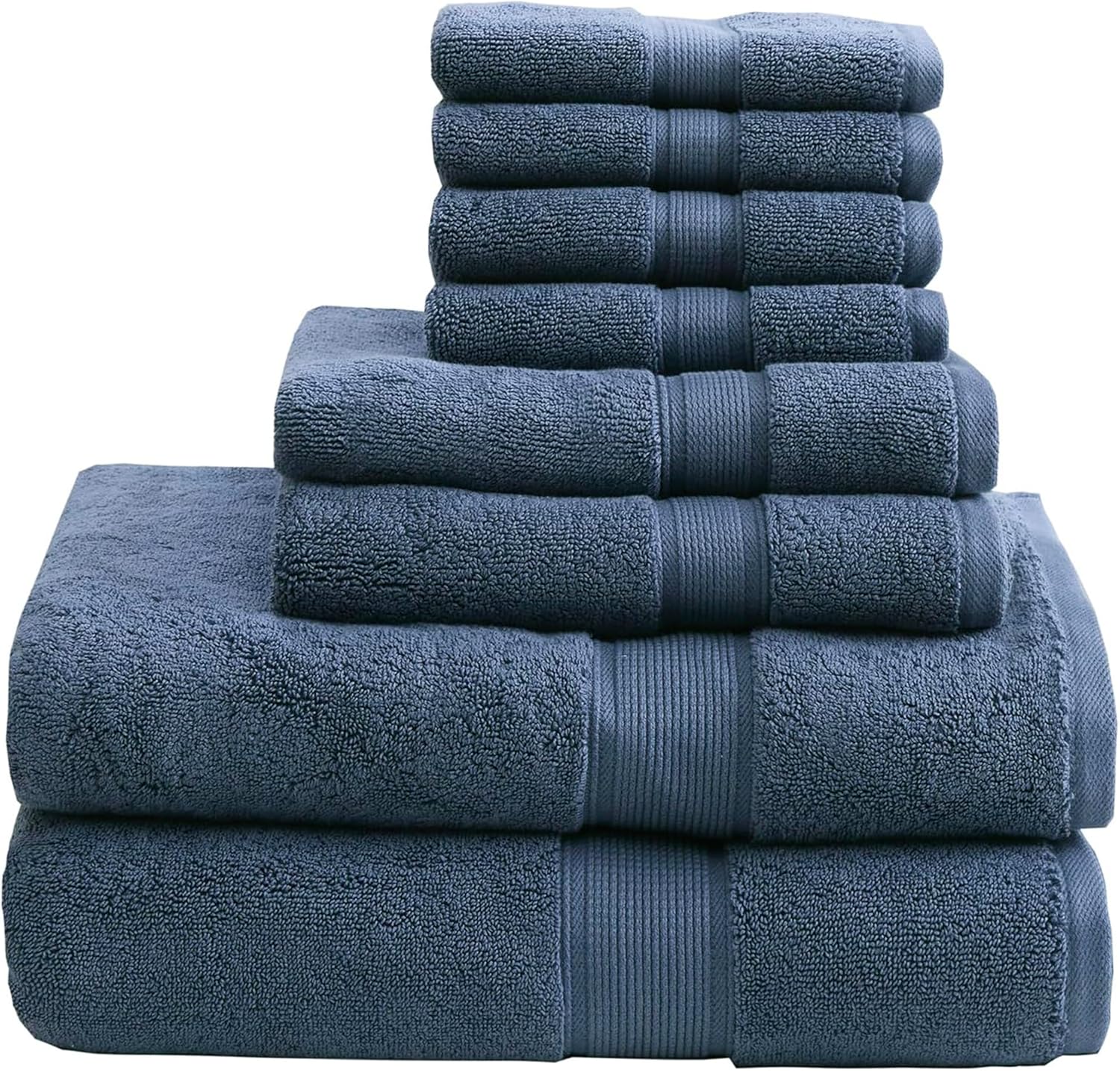 Madison Park 800GSM Bathroom Towel Set of 8 100% Cotton Bath Towel Set for Bathroom Luxurious Highly Absorbent 2 Bath Towels 2 Hand Towels 4 Washcloths Quick Dry Spa Quality Slate Blue