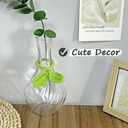 Miniatura 6 de Krinisou Marcapáginas Crochet Sprout, 4 marcas de libros de hojas de plantas, accesorios únicos para auriculares, accesorio de auriculares, lazo
