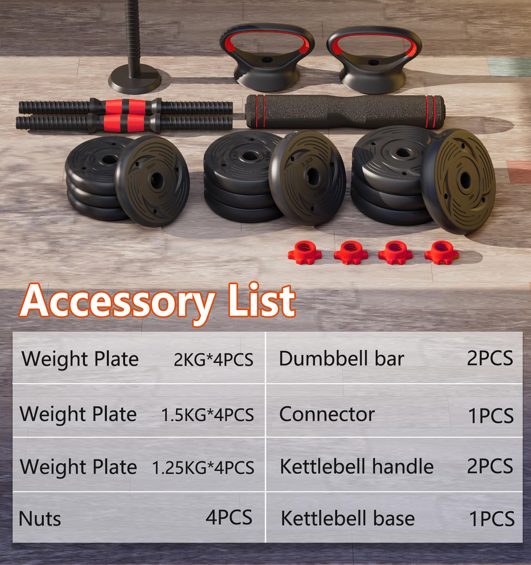 AJUMKER Halter Set Verstelbare 20 kg Barbell Kettlebell Set