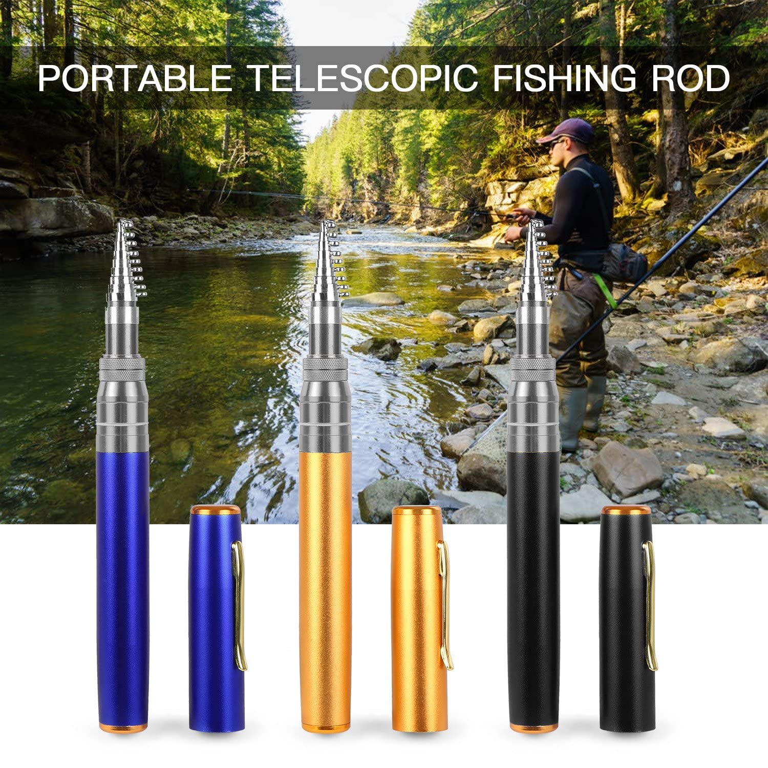 Telescopic Fishing Rod Collapsible Fishing Rod PENCHEN Pocket Reel