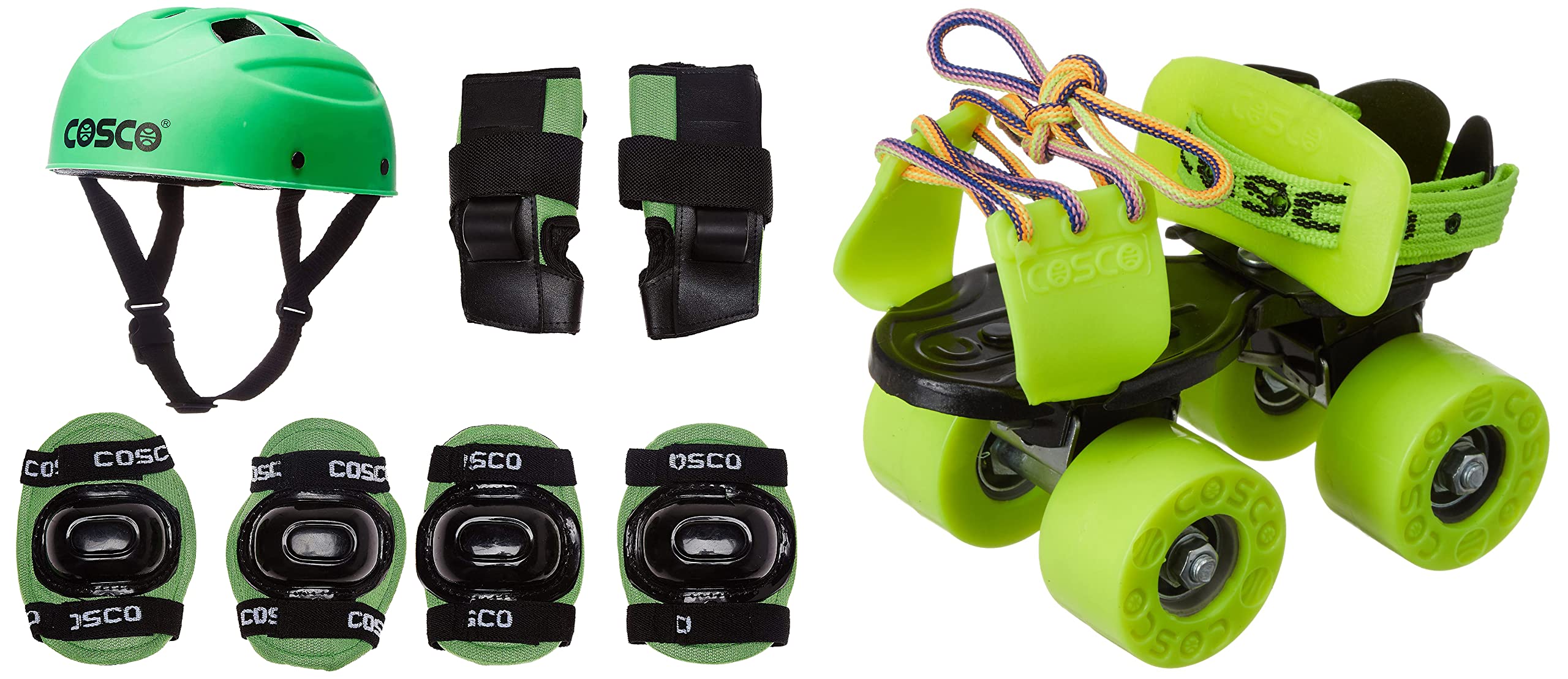 Cosco 4-in-1 Junior Protective Kit (Multicolor) & Zoomer Roller Skate, Junior (Green) Combo (B082FMC52H) Amazon Price History, Amazon Price Tracker