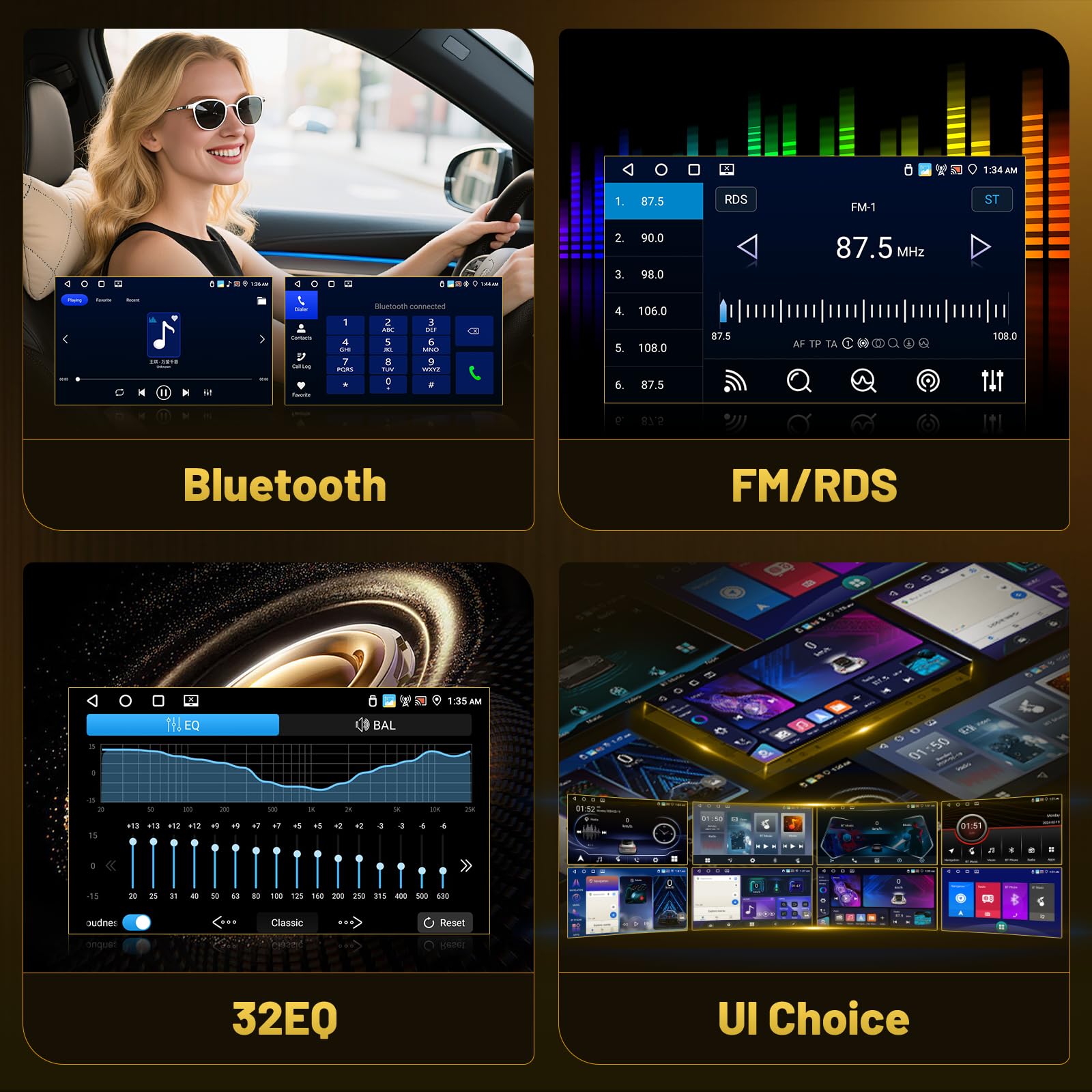 Roinvou 4+64G Autoradio Android 15 für Toyota AURIS 2006-2011 Wireless Carplay Android Auto, Touch Screen Radio 10.1 Zoll Bildschirm WiFi GPS Bluetooth 32EQ FM/RDS SWC Rückfahrkamera