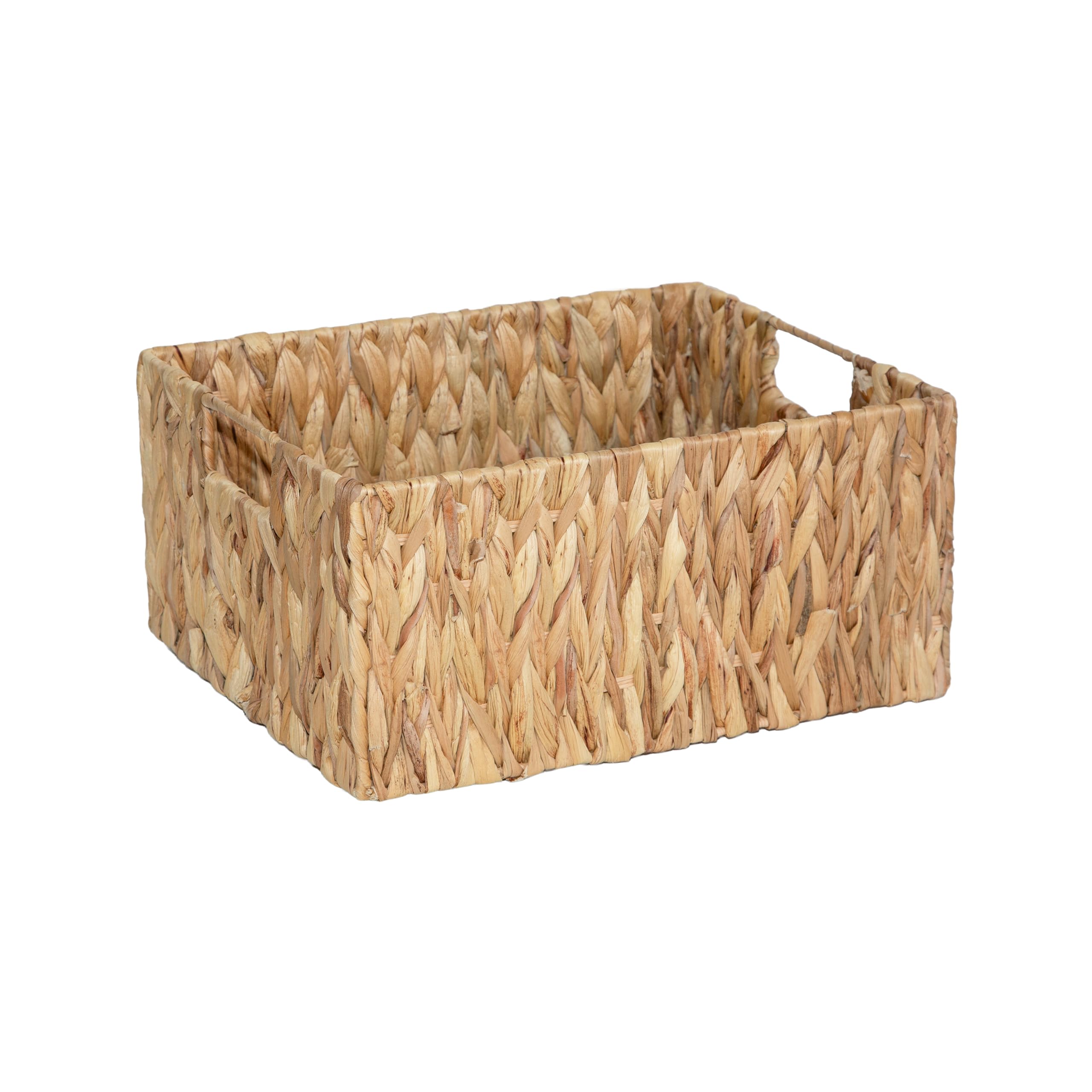 Wickerfield Brown Woven Water Hyacinth Organiser Storage Baskets Wicker Hamper Basket With Handles Gift Basket Bathroom Toys (Medium)