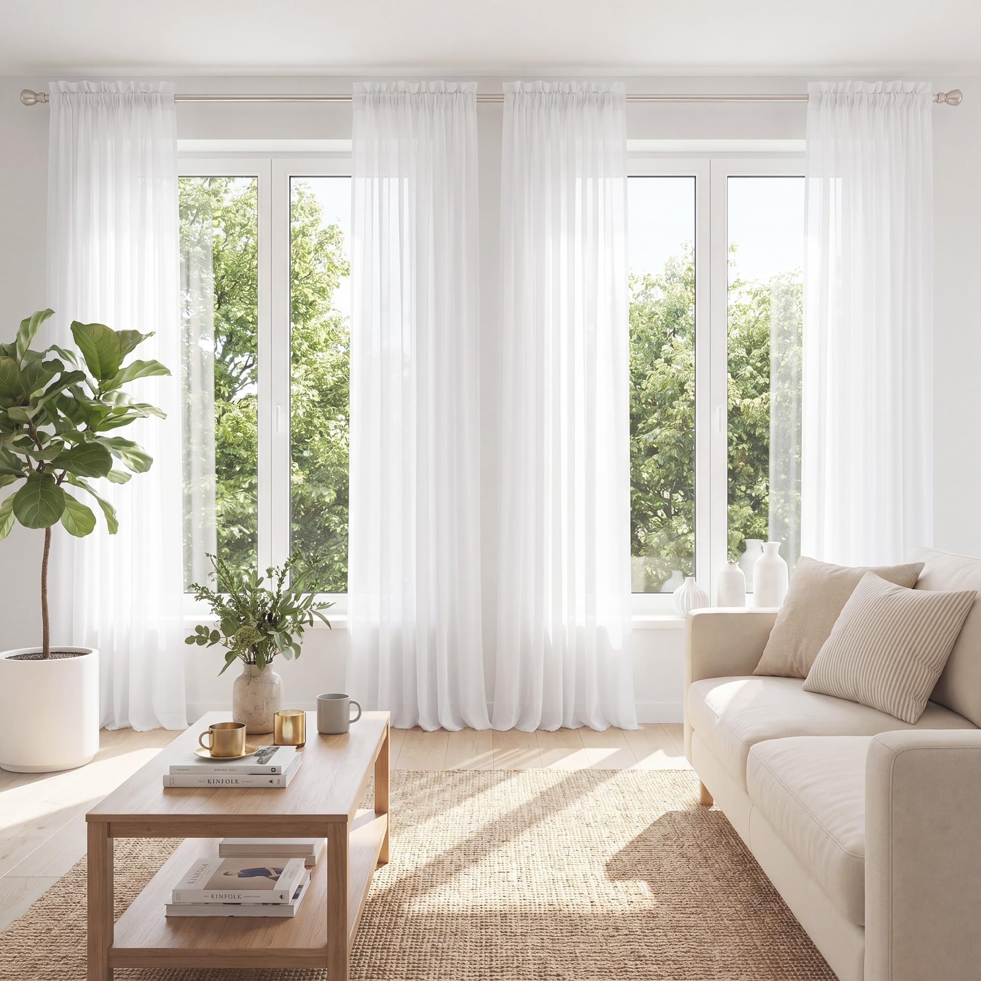 Photo 1 of PONY DANCE White Sheer Curtains 4-Pack