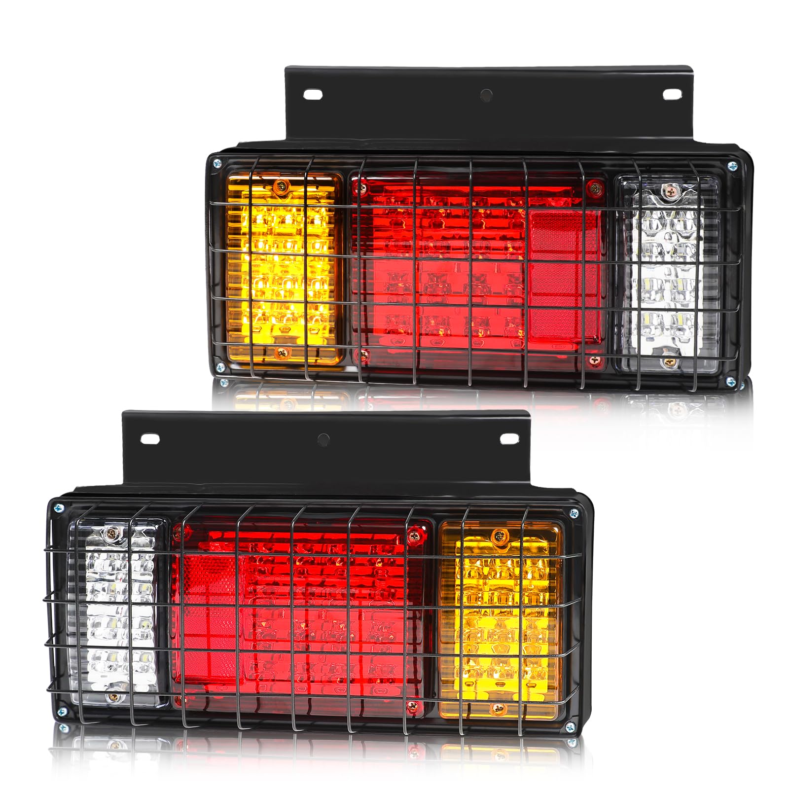 2PCS 40 LED Trailer Tail Lights Bar Kit with Iron Net Protection, Super Bright Waterproof Brake Turn Signal Reverse Lights, Compatible with Isuzu NPR NQR Truck W Series for Trucks RVs