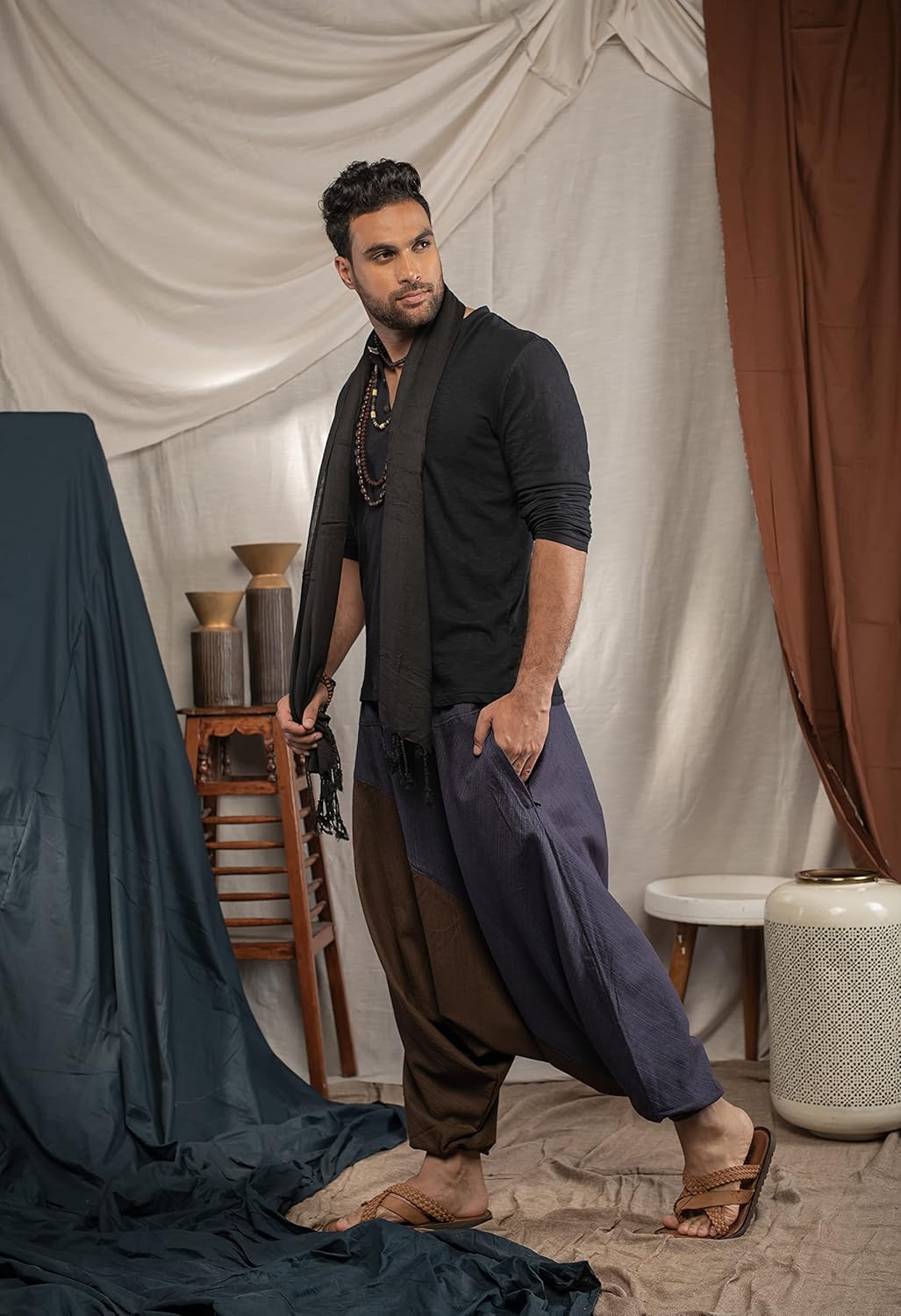 Travel Hippie Parachute Pants for Men, Baggy Flowy Pants Lounge Yoga Harem Boho Music Festival Dance Pant - Image 5