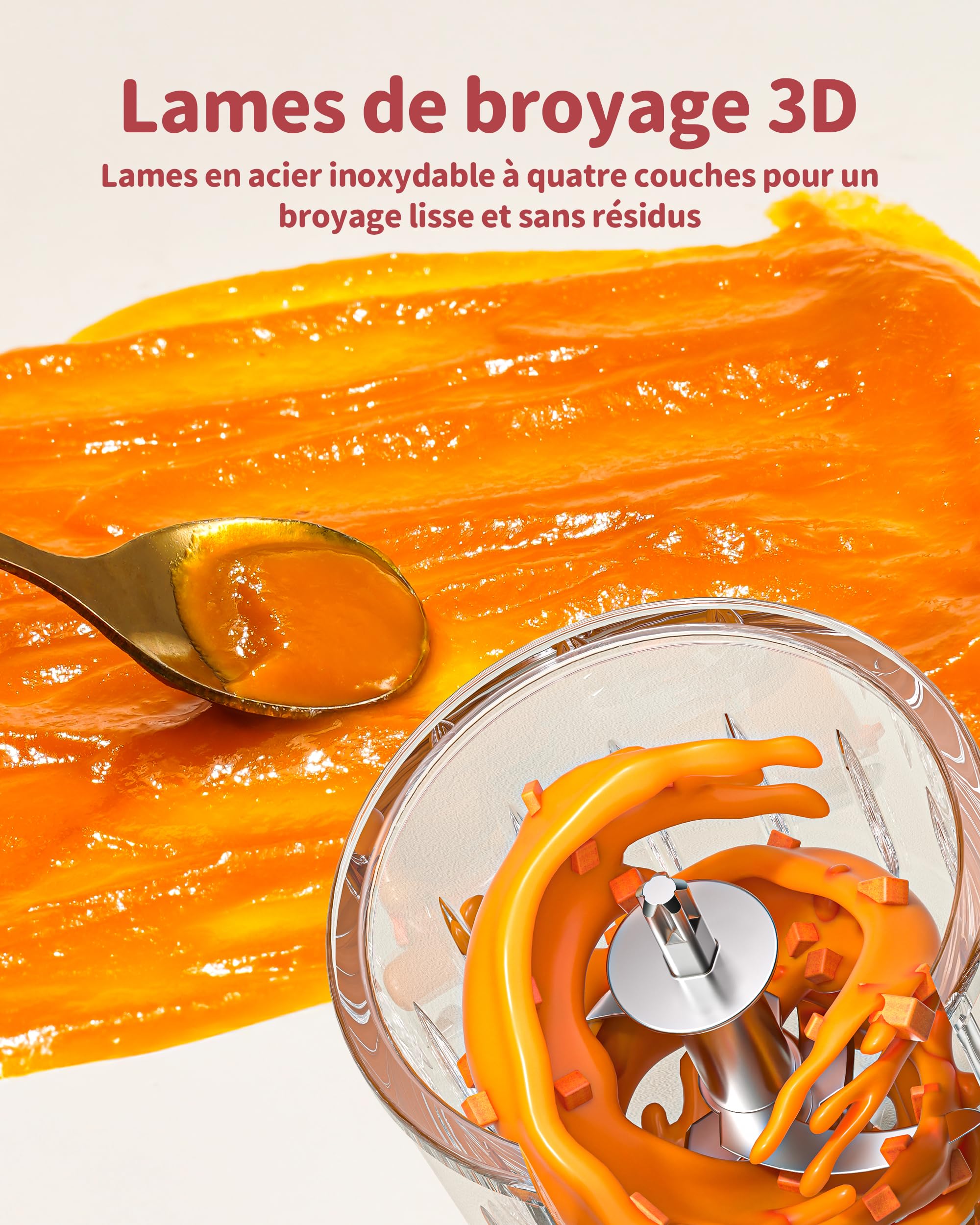 AMZCHEF Robot Cuiseur Bébé 6-en-1, Cuiseur Vapeur Mixeur 350 ml – Cuisson automatique & Hachage, Décongeler, Réchauffer – Commande Tactile, Lame 4 Couches, Sans BPA, Auto-Nettoyage