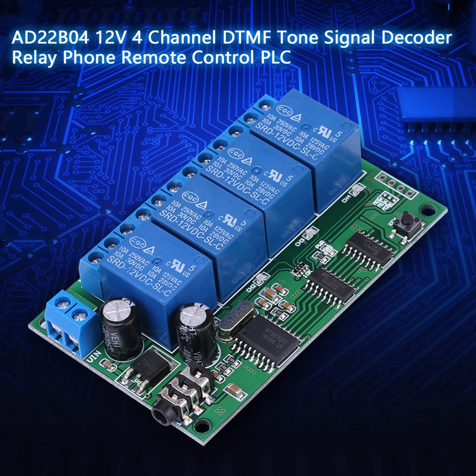 AD22B04 DTMF Pitch Decoder Relay 4 Channel Phone Remote Control for Home Automation with Standby 11 to 13 MA