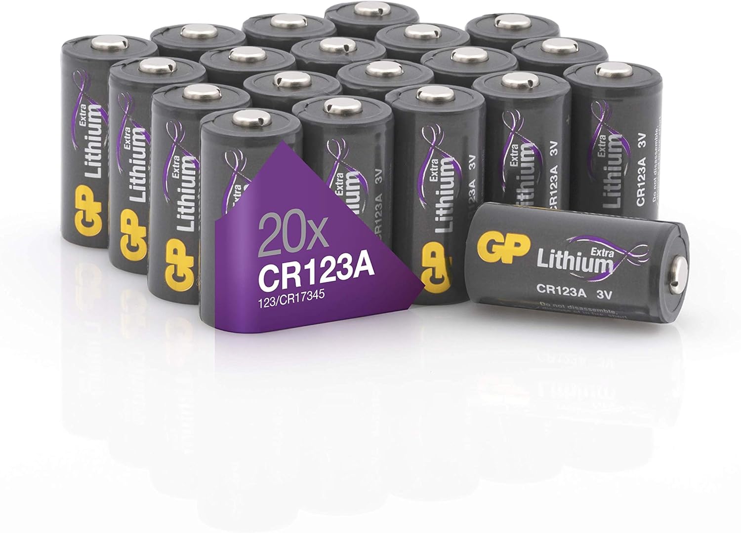 CR123A 3V Lithium Battery, GP Extra 20 Pack CR 17345 Batteries for
