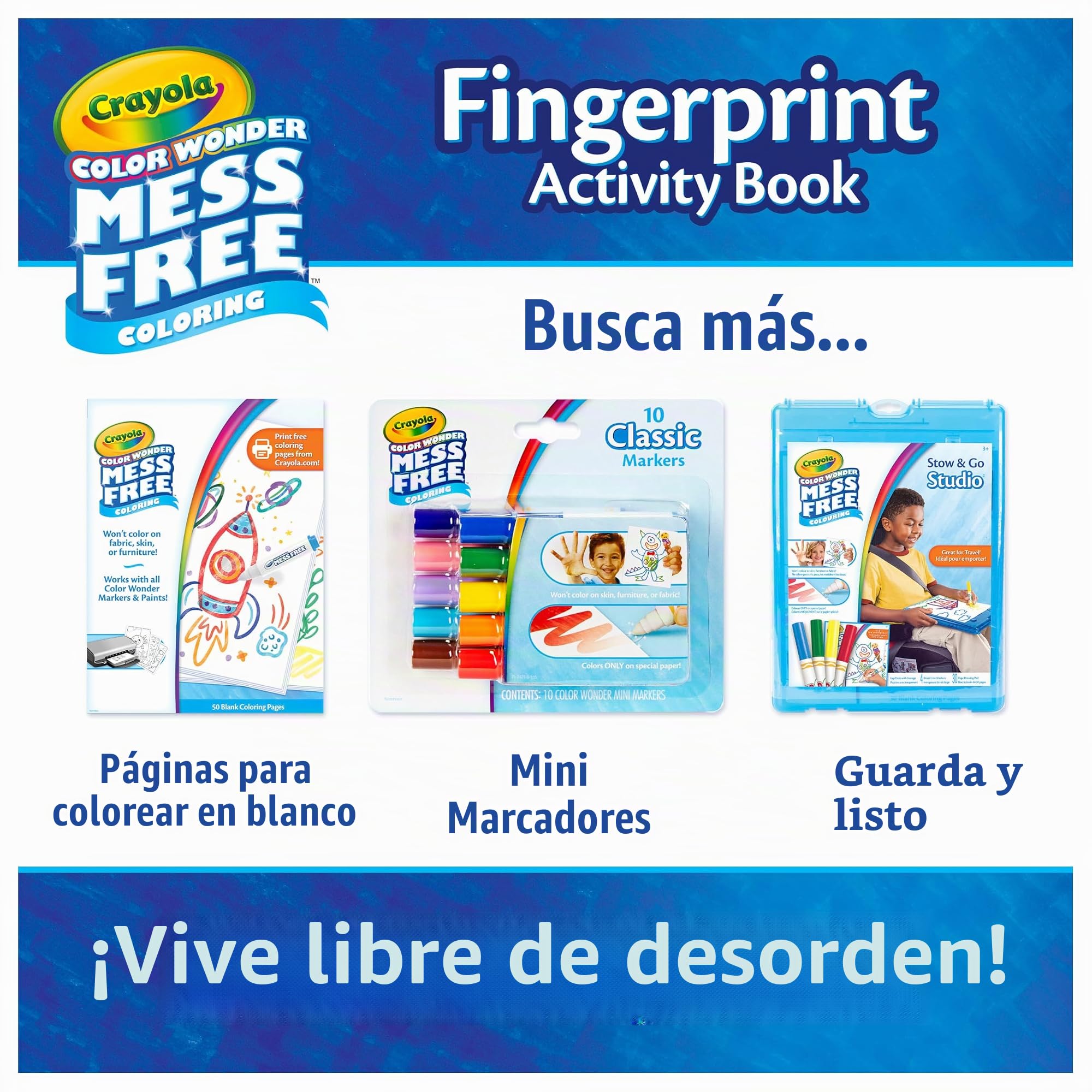 CRAYOLA Color Wonder - Juego de actividades de pintura de tinta para huellas dactilares, alternativa de pintura de dedos, regalo para niños de 3, 4, 5, 6 años