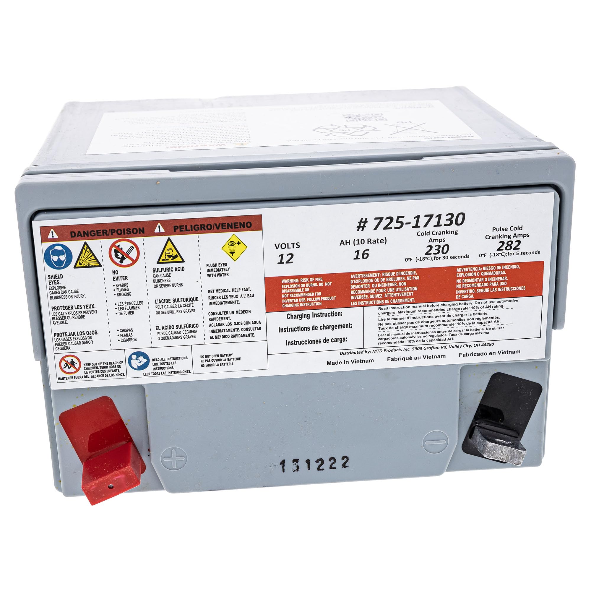Amazon.com: CUB CADET 725P17130 Battery 230 Cca Agm U1 280 Pro 600