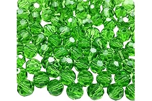 100 Pack 8mm Green Faceted Crystal Glass Beads; DIY Jewelry Crafting, Bracelets, Necklaces, Earrings