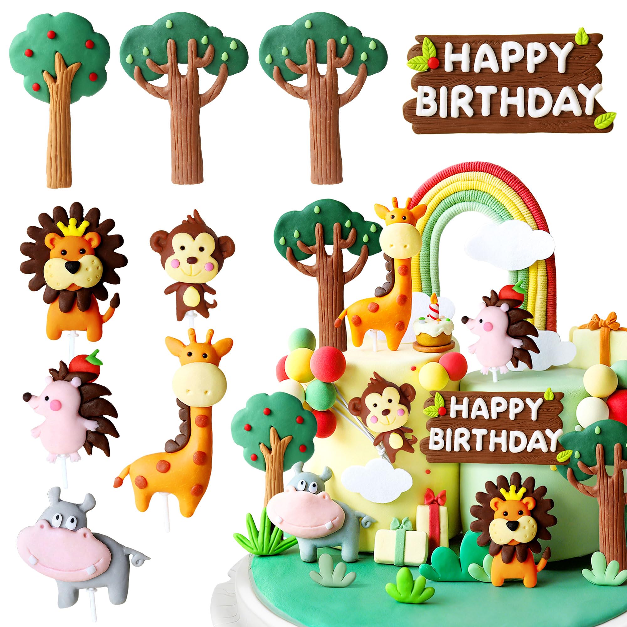 Jungle Animals Cake Decoration Wild One Safari Cake Decoration Giraffe Lion Jungle Birthday Baby Shower Party Supplies