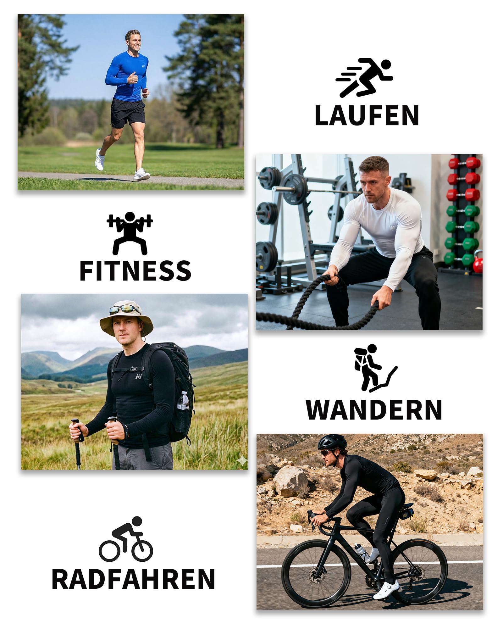 MEETYOO Maglia Compressione Maniche Lunghe Uomo Base Layer Traspirante Asciugatura Rapida assorbe umidità Palestra Corsa