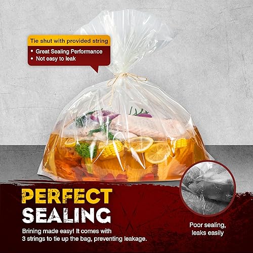 Miniatura 2 de Bolsas de salmuera para pavo, paquete de 3, 26 x 22 pulgadas, bolsa de salmuera extra grande con capacidad para hasta 35 libras, bolsa de salmuera