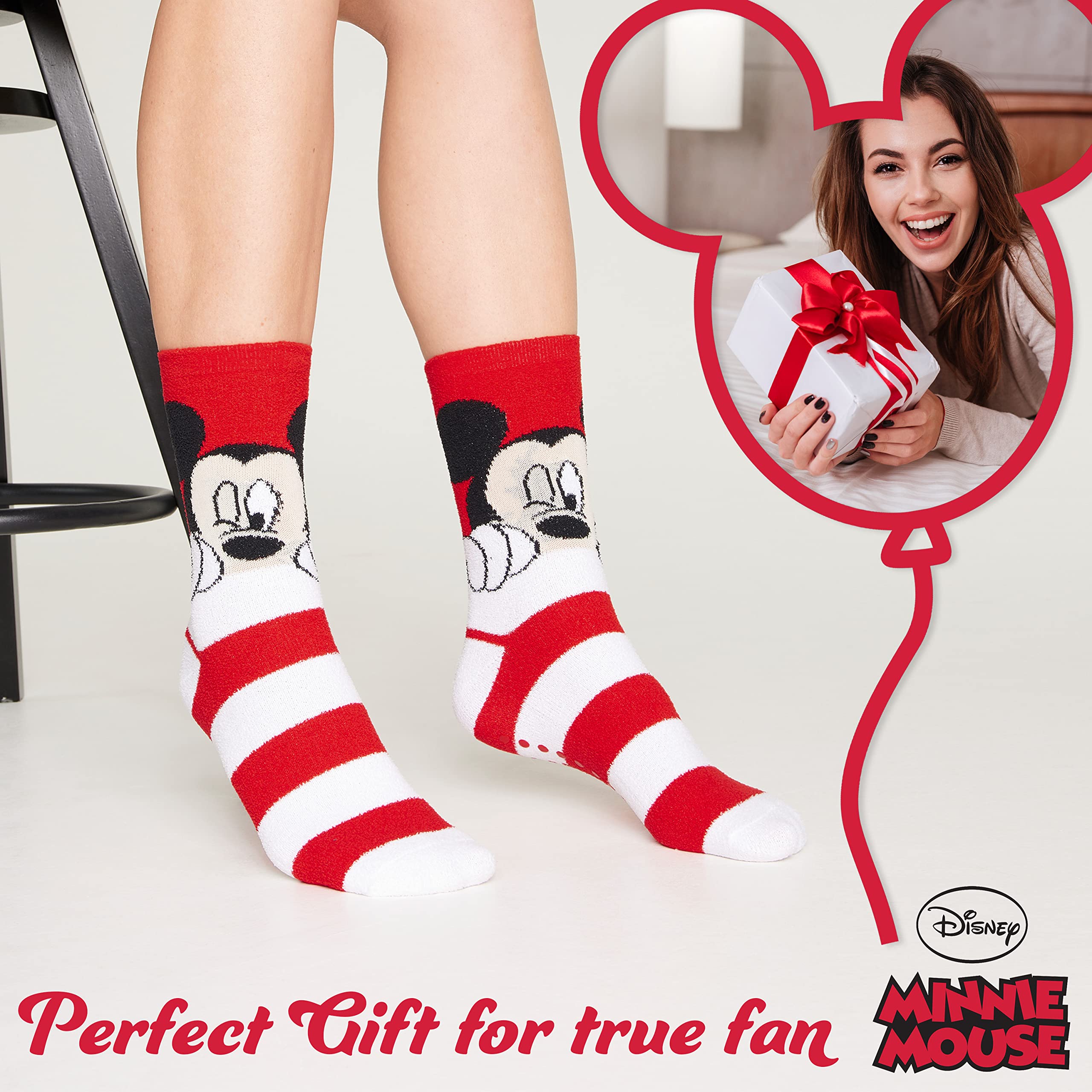 Disney Calze Donna a Pantofola - Set 2 Paia Calzini Antiscivolo Invernali Stitch Topolino Minnie Baby Yoda