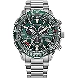 Citizen Eco-Drive Pilot Chronograph Watch with Atomic Timekeeping, 12/24HR, Power Reserve, Luminous Hands/Markers, Sapphire Crystal - Green Dial