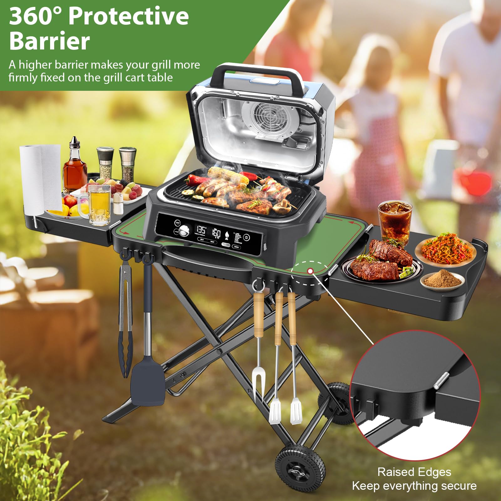 Chariot de barbecue pour Weber Q100 Q200 Q300 Serie, Enders Urban, Nexgrill, Ninja Woodfire Grill, four à pizza, Solo Stove, Burnhard Wayne, support de barbecue avec roues pour la plupart des