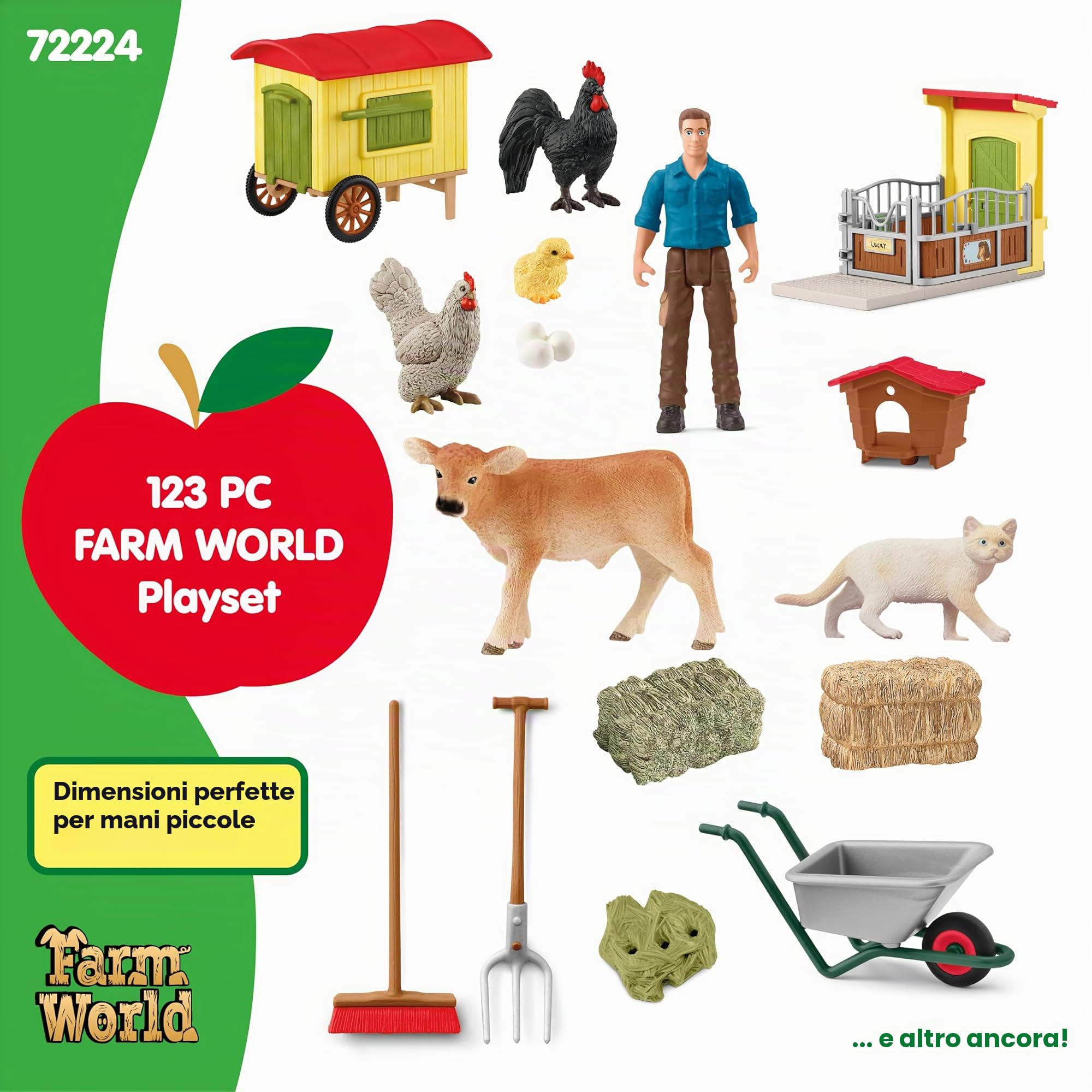 Schleich FARM WORLD | Fattoria con pollai e scatola per cavalli 72224 | set con personaggi, numerose funzioni e tanti accessori | figure realistiche di animali | set da gioco dai 3 anni | 123 pezzi