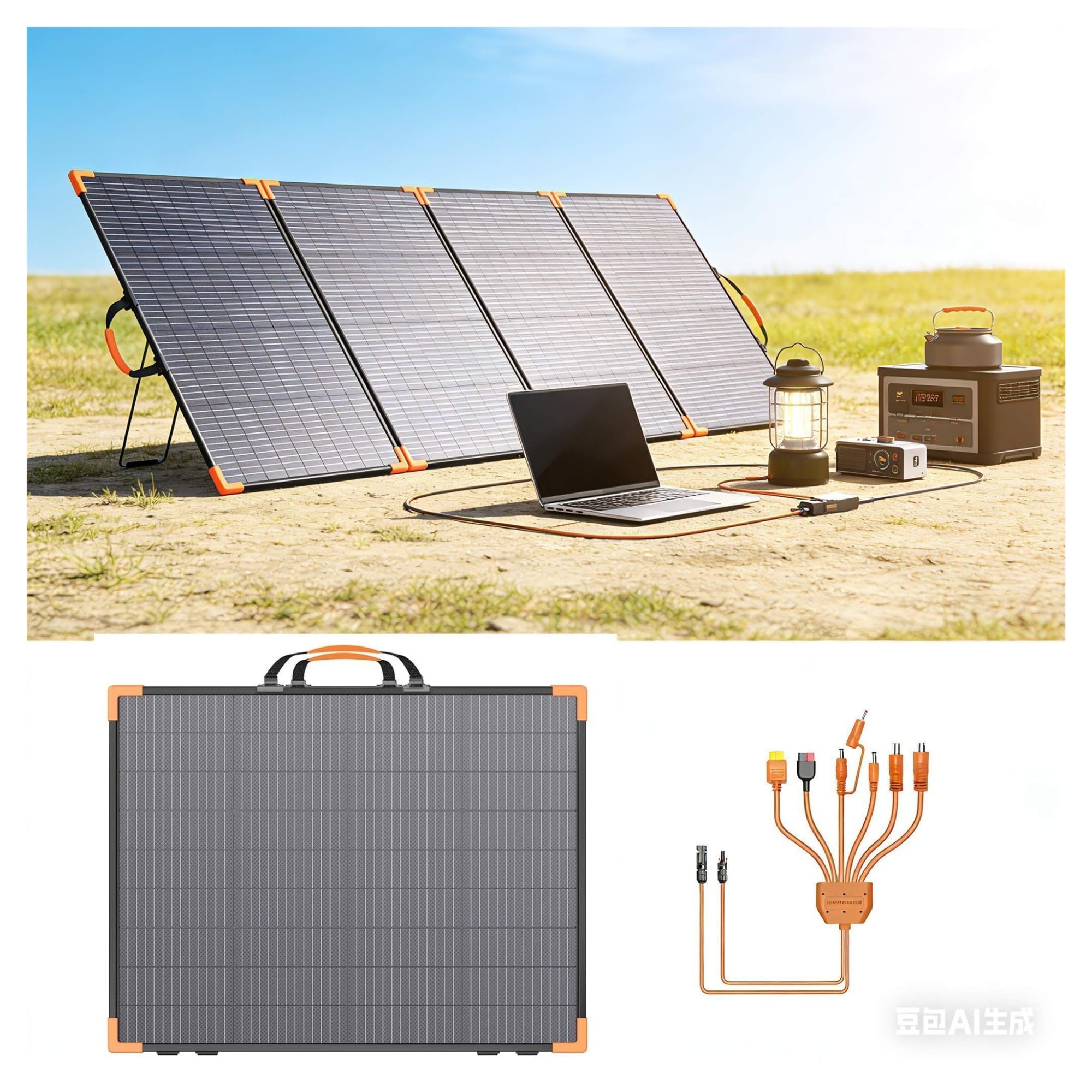 Pannello solare bifacciale Balkonkraftwerk100W/200W/400W 20V/40V Generatore di caricabatterie solare pieghevole portatile da campeggio CAMPER Barca di emergenza(200W)