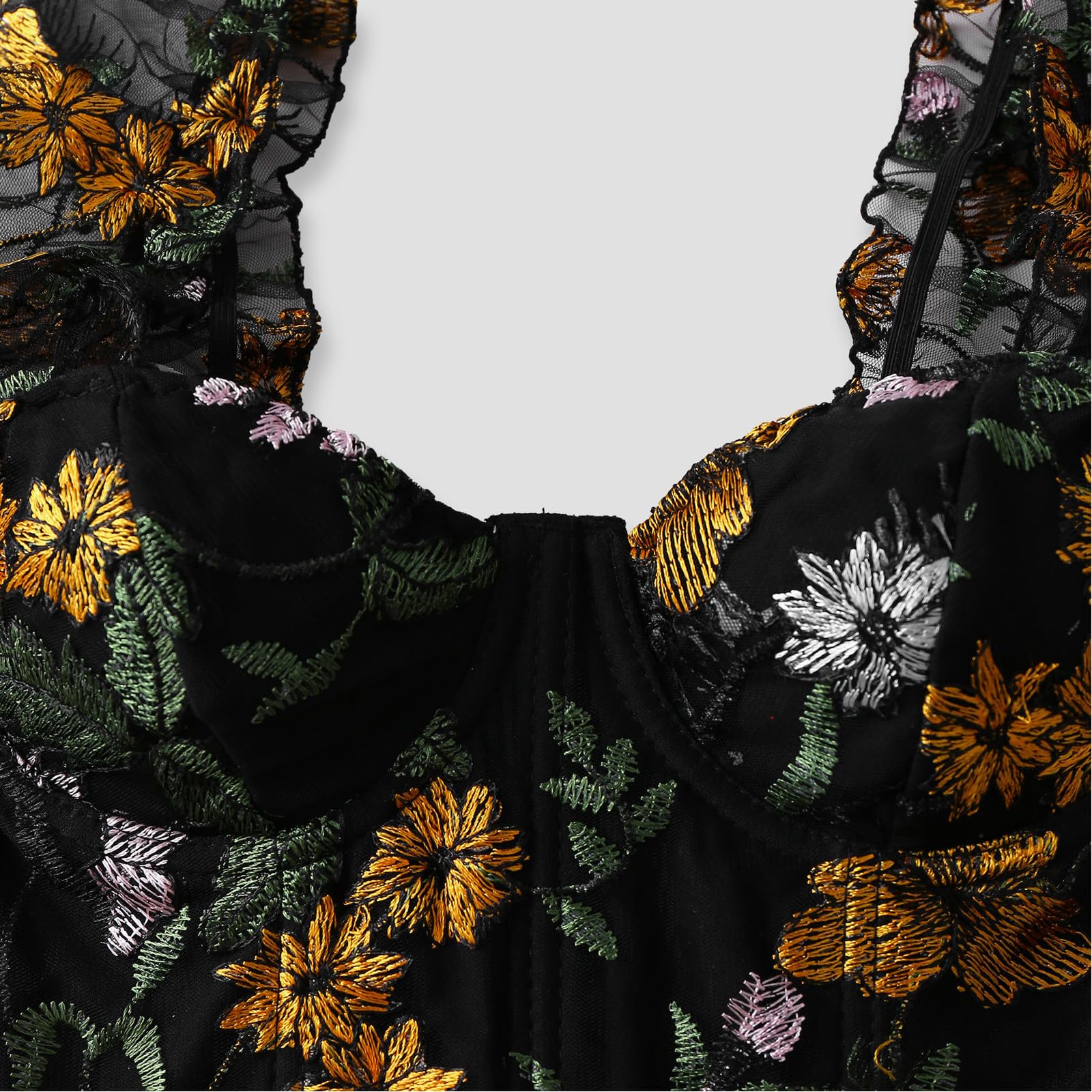 Generisch Camicetta Dirndl trasparente in pizzo bianco, camicetta tradizionale da donna, 1 pezzo, con ferretto, elegante camicetta in pizzo nero per