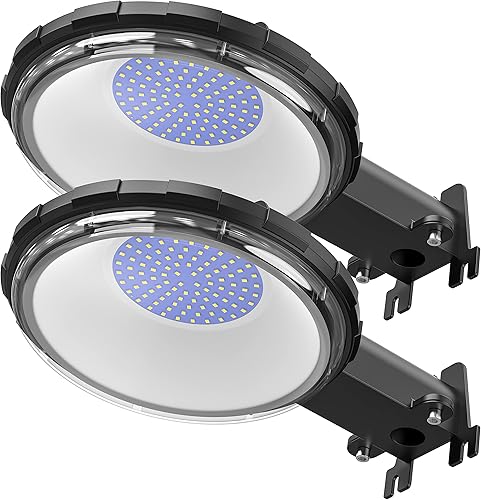 Viugreum Paquete de 2 luces LED de granero de 100 W, 12000 lm, iluminación exterior del anochecer al amanecer, luz de jardín IP65 impermeable 5000 K