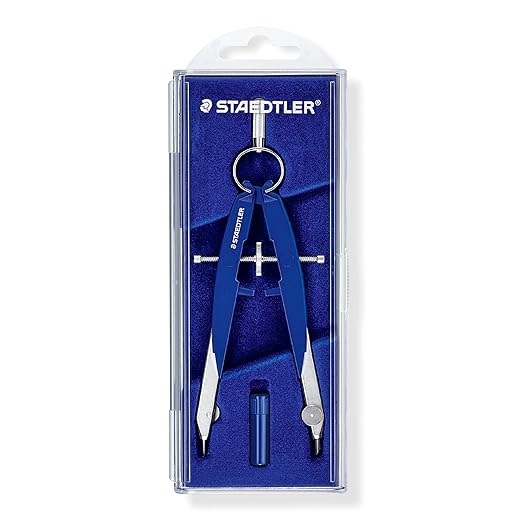 Staedtler Mars Comfort 556 00 - Compás, Color Azul-Plata, Caja Estable Con Tapa Abatible -Modelo Surtido