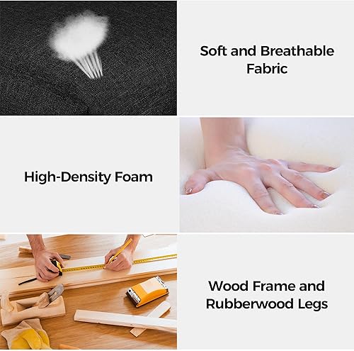 Miniatura 19 de Yaheetech Juego de 6 sillas de comedor tapizadas de tela con respaldo alto y patas de madera maciza para cocina, sala de estar, restaurante, estilo