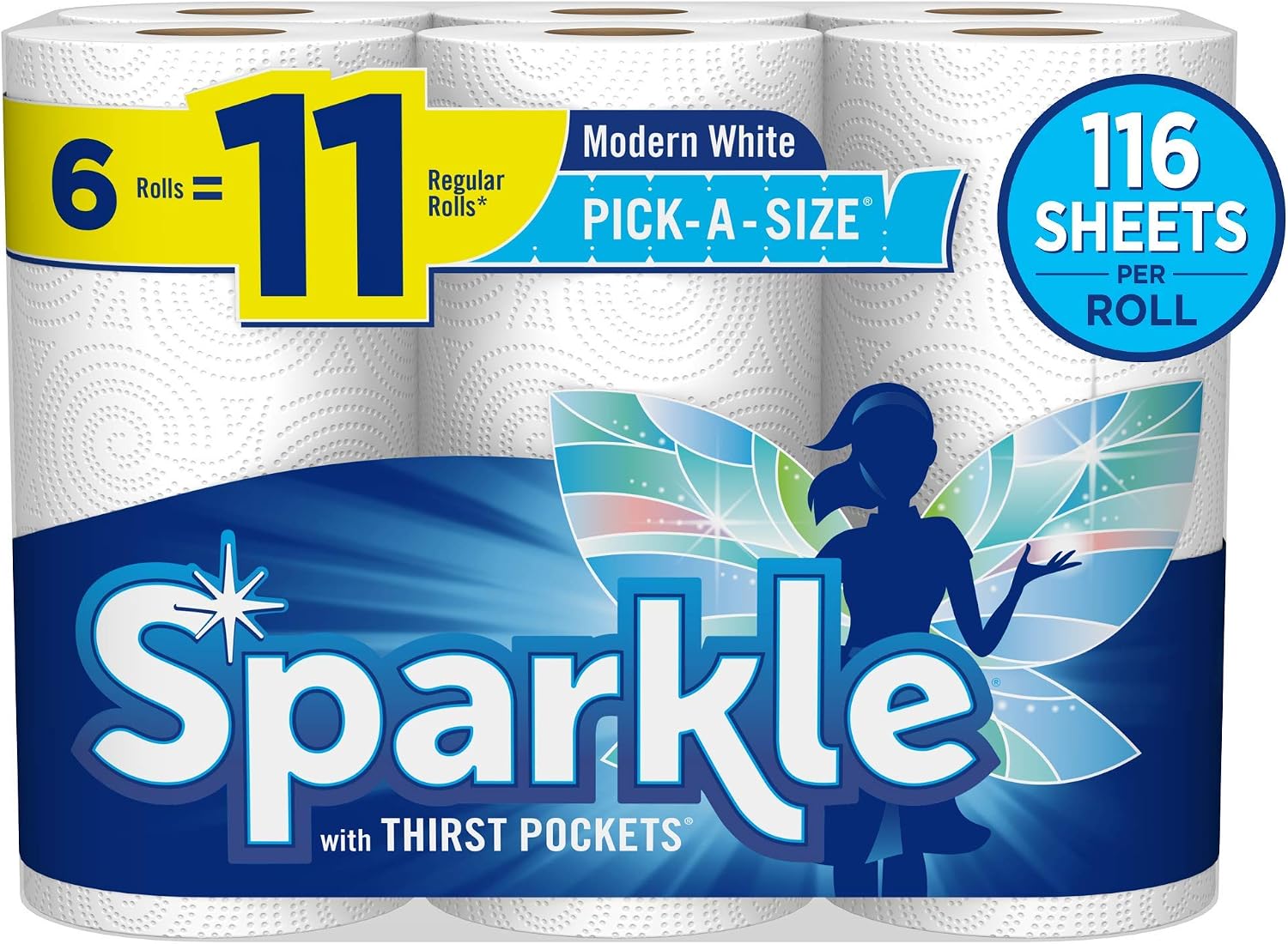 Sparkle Paper Towel, 6 Giant PAS Rolls, 6 Count