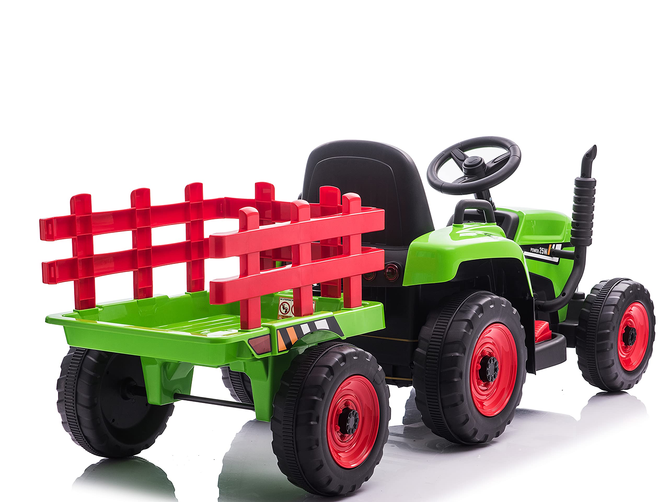 Teorema Giocattoli Teorema 66692 elektryczny traktor, 12 V, do siedzenia, dla dzieci, ze światłem, dźwiękiem, przyczepą, odtwarzaczem MP3, wejściem AUX, USB i pilotem zdalnego sterowania