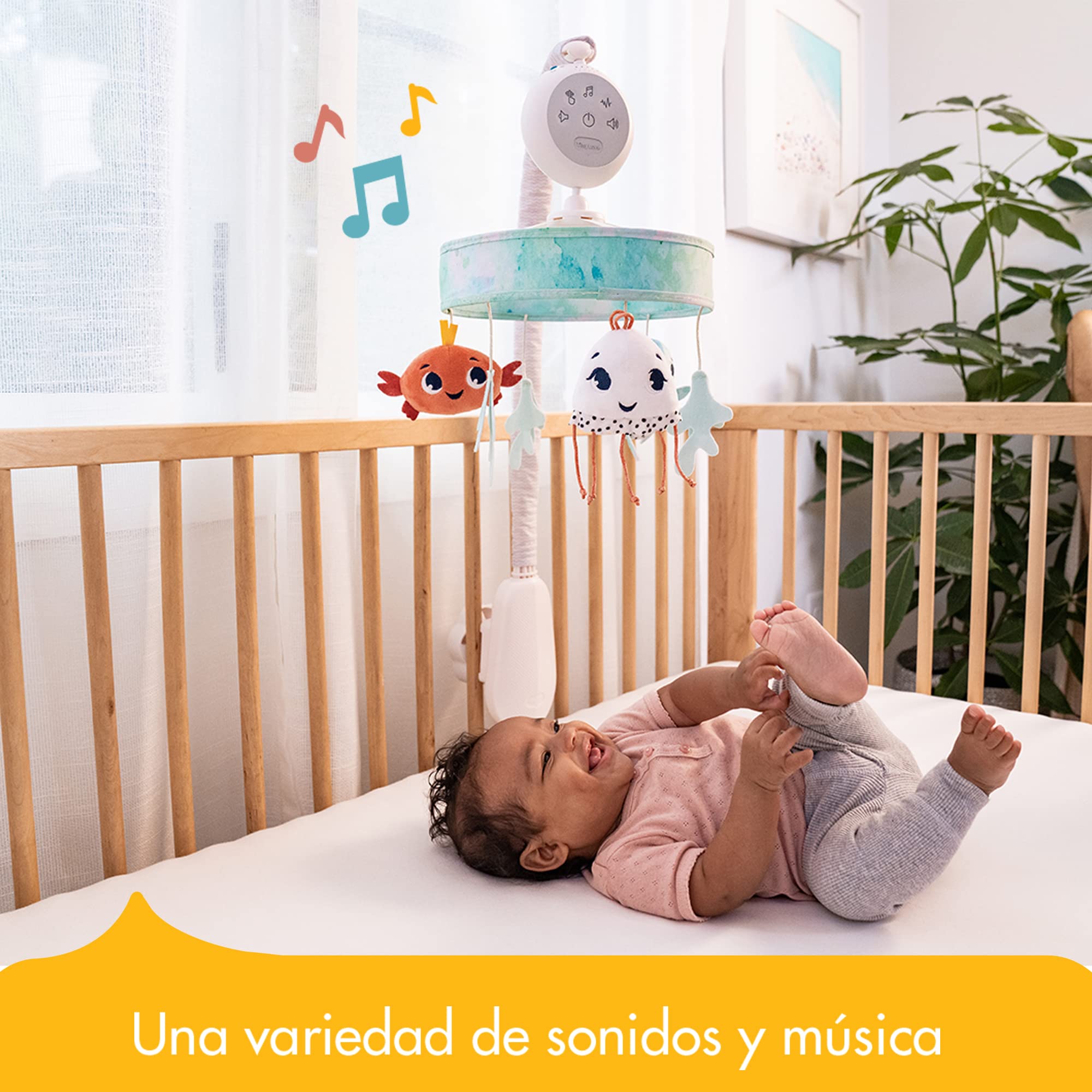 Tiny Love El mundo submarino Móvil cuna bebé, Móvil musical con 15 melodías, carrusel bebés 0+ meses, colección Treasure the Ocean