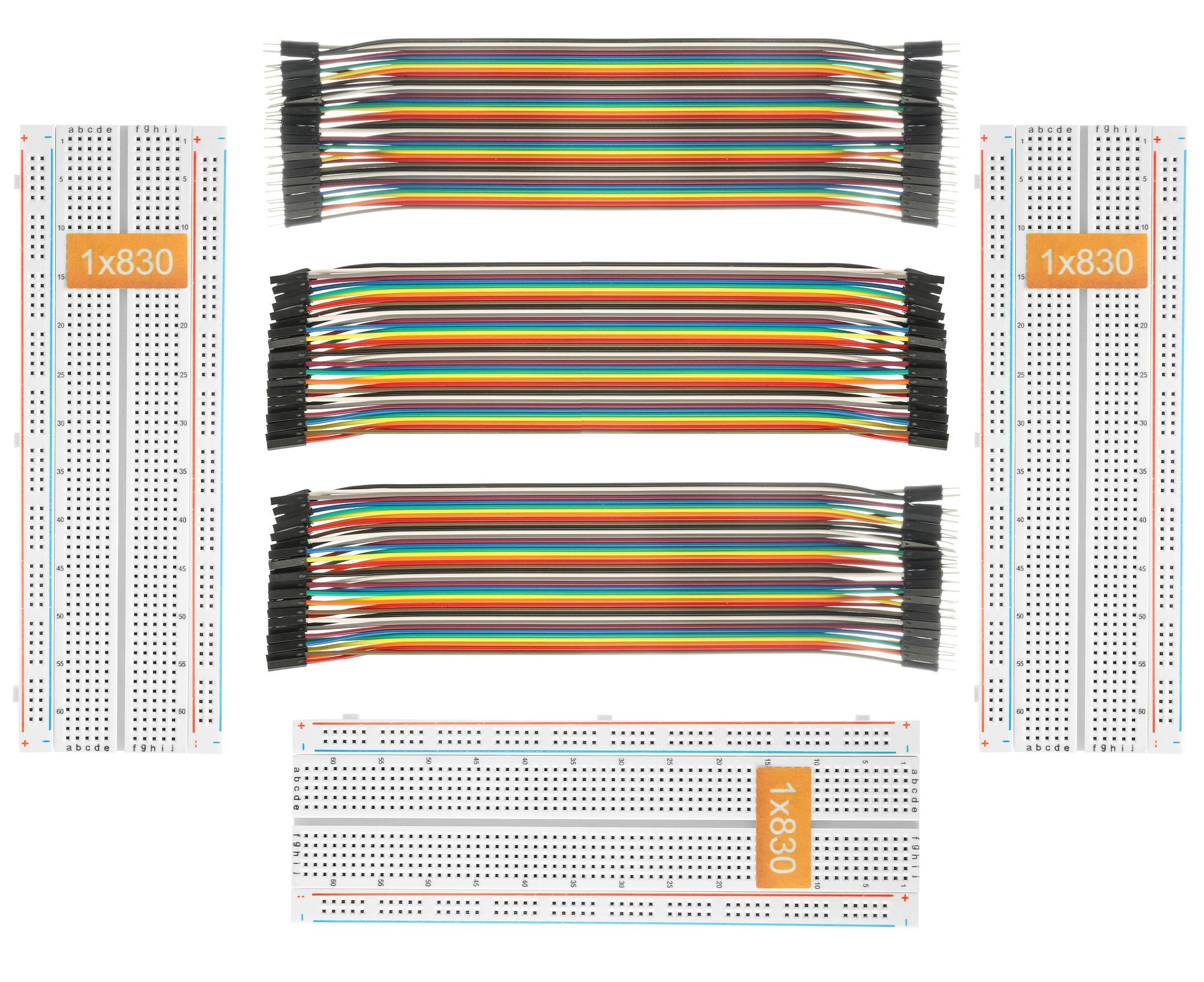 Super Debug 3 Set Standard Jumper Wires Plus 3 Set of Solderless Prototype Breadboard 830 tie Points Breadboard | 3 Set of M/F, M/M, F/F - Each 40pin Electronic Jumpers Wire (B08WLX1QPS) Amazon Price History, Amazon Price Tracker