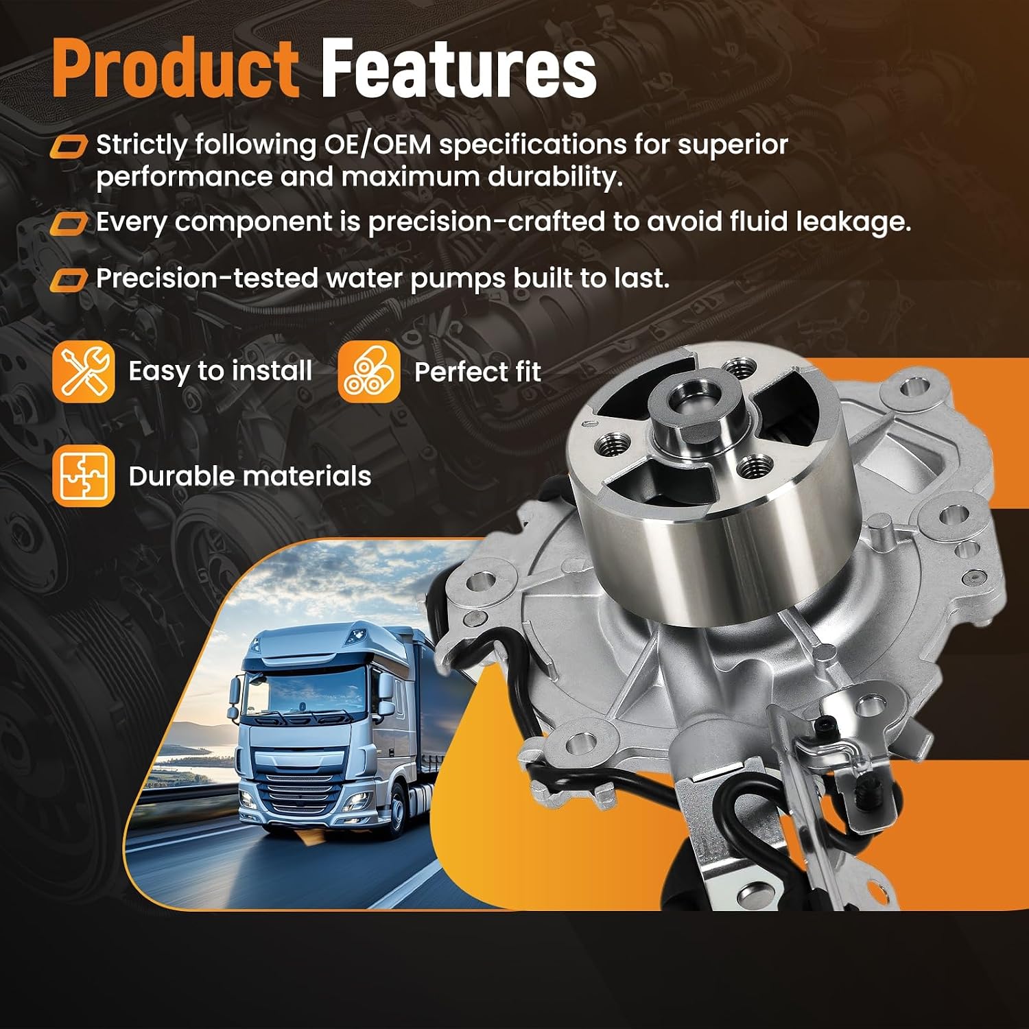 maXpeedingrods Engine Water Pump for Land Rover Velar Evoque Sport Discovery 5 Sport 2012-2019 Replace LR123392 LR154597