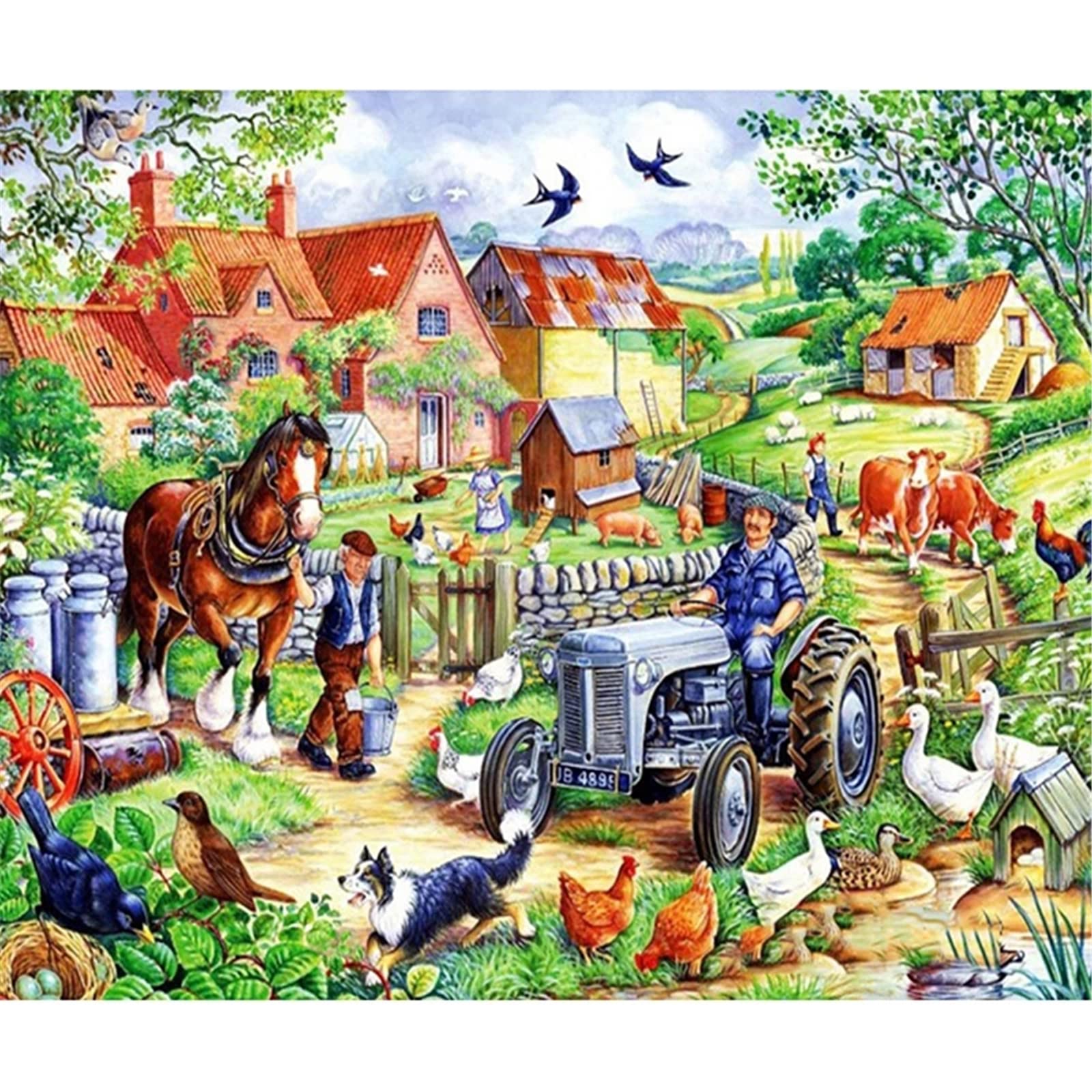 Diamond Painting Bauernhof Bild – 75x30cm, 5D Runde Diamanten, Set Für Erwachsene & Kinder