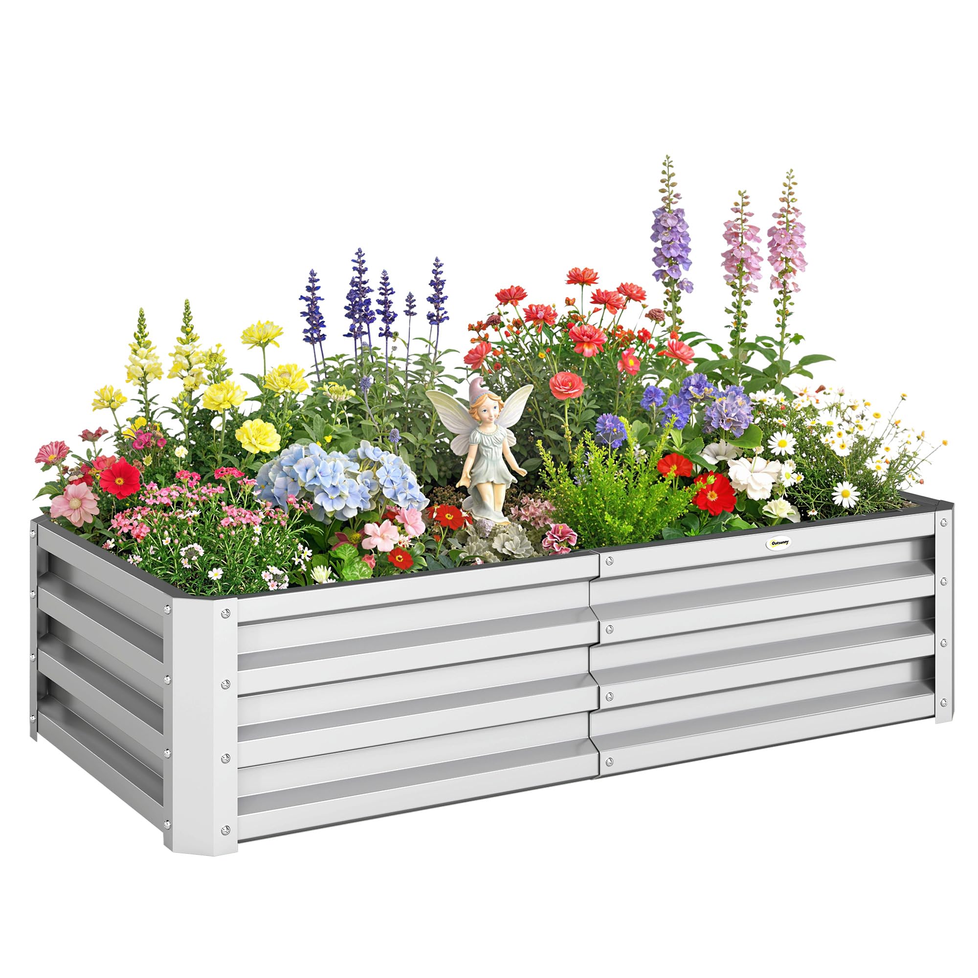 Outsunny Raised Garden Bed Elevated Planter Box For Flowers Silver