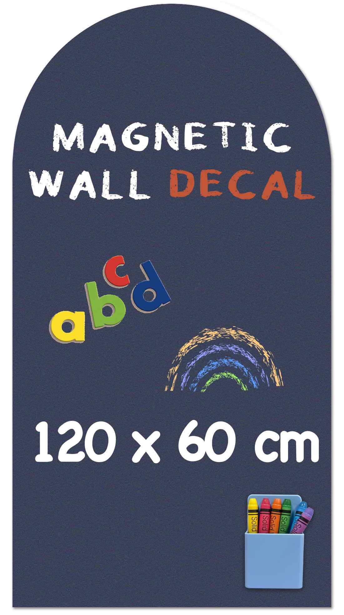 Magnetic Wall Sticker - 120 x 60 cm Arch & Matte Blackboard Surface - Magnetic Chalkboard Sticker for Home Classroom & Creative Spaces (Navy Blue)