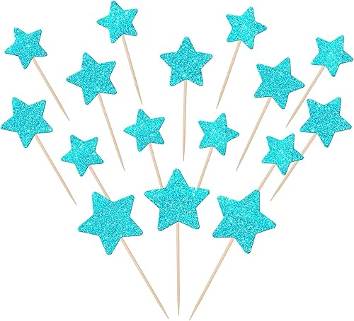 Miniatura 61 de 30 piezas de adornos de estrella para cupcakes con purpurina montados con estrella centelleante, para boda, compromiso, despedida de soltera, fiesta