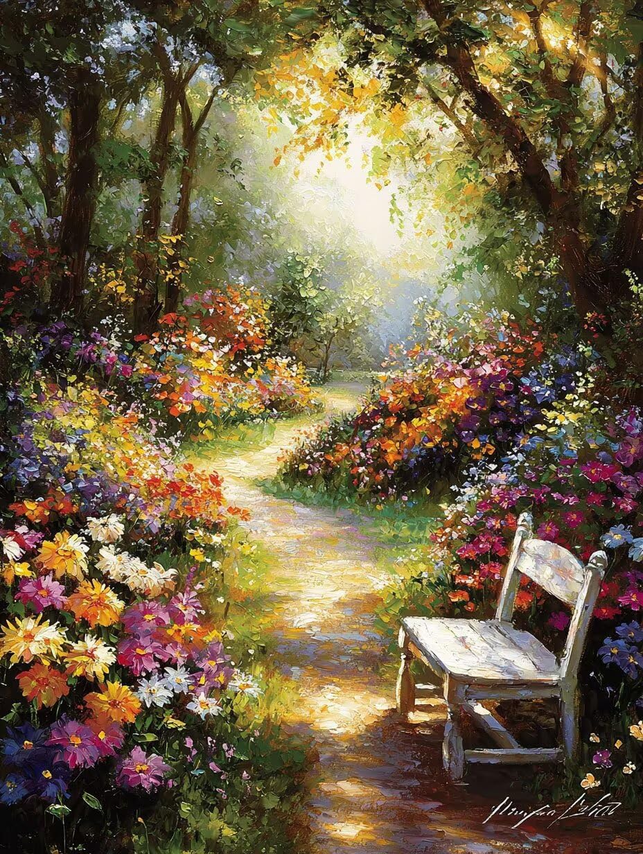 WEISHIWE Malen nach Zahlen Erwachsene Gartenlandschaft, 70x90cm x-463 | Handgemalt Ölgemälde Kit für Mädchen Jungen ab 7 8 9 Jahre, Rahmenlos, für die Wanddekoration zu Hause, DIY Acrylmalerei