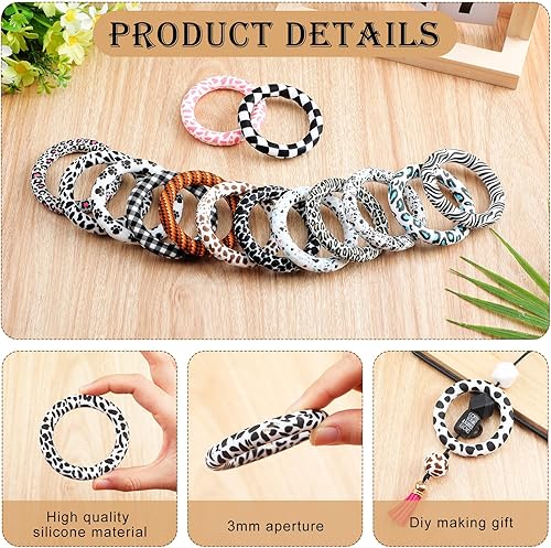 Miniatura 4 de Motionchic 32 anillos redondos de silicona de 2.559 in, con 2 agujeros, marcos focales, colgantes de silicona para manualidades, llavero, collar,